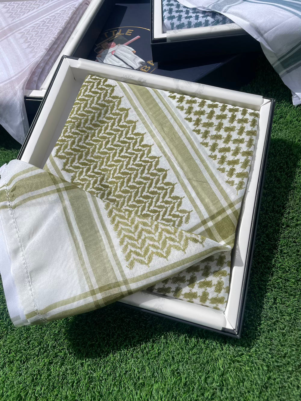 Vibrant Olive Green Keffiyeh Scarf - 55