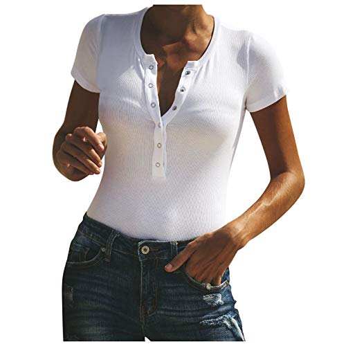 2022 Fashion Solid Color Short Sleeve T-Shirt for Women - European Style Casual Top - Bulk Pack Black Tees for Everyday Wear & Summer Outfits