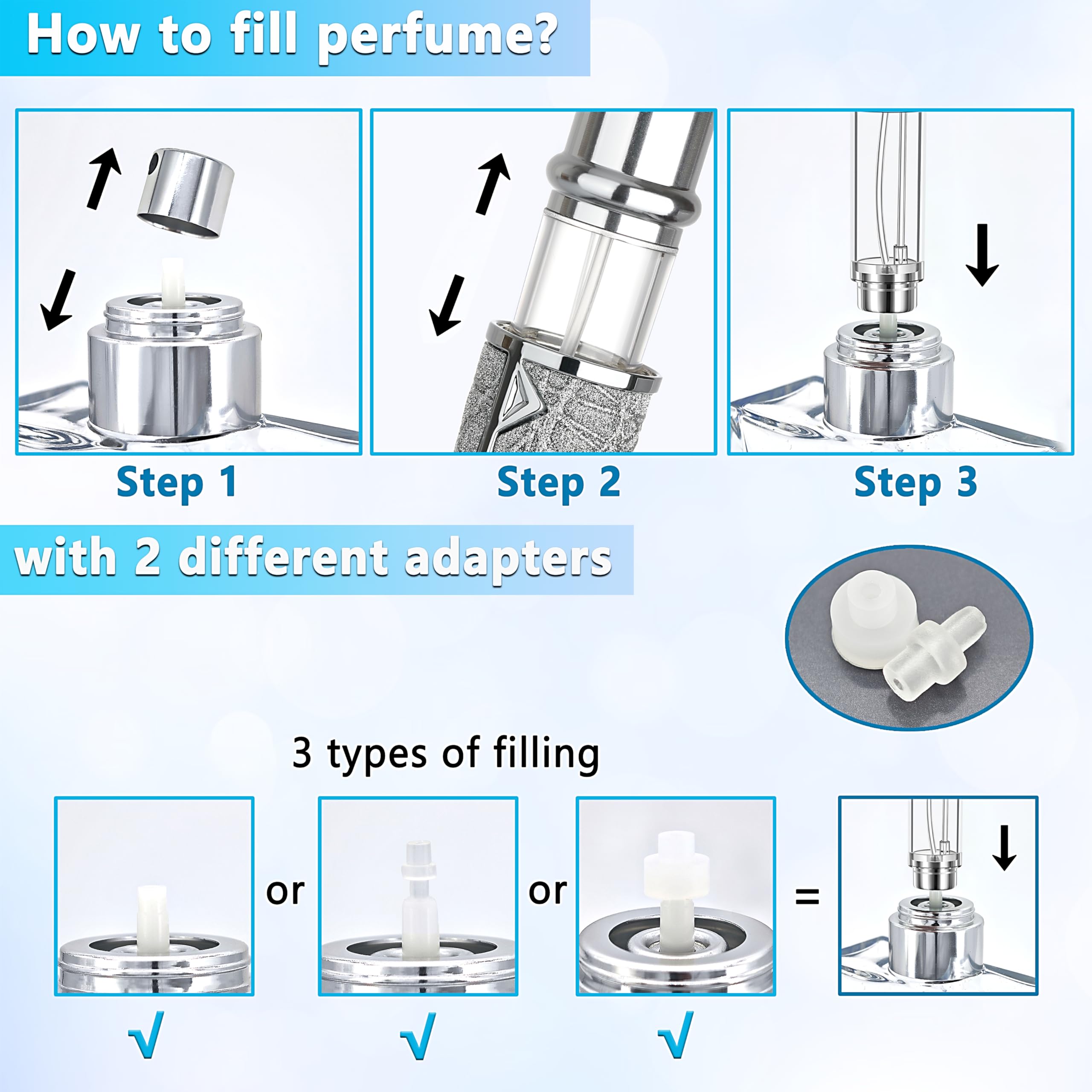 5ml Refillable Travel Perfume Atomizer Bottle - Luxury Portable Cologne Sprayer Pump for Women & Men | Perfect for Airplane Carry-On, Gym Bag, Purse & Vacation Essentials (Gray)