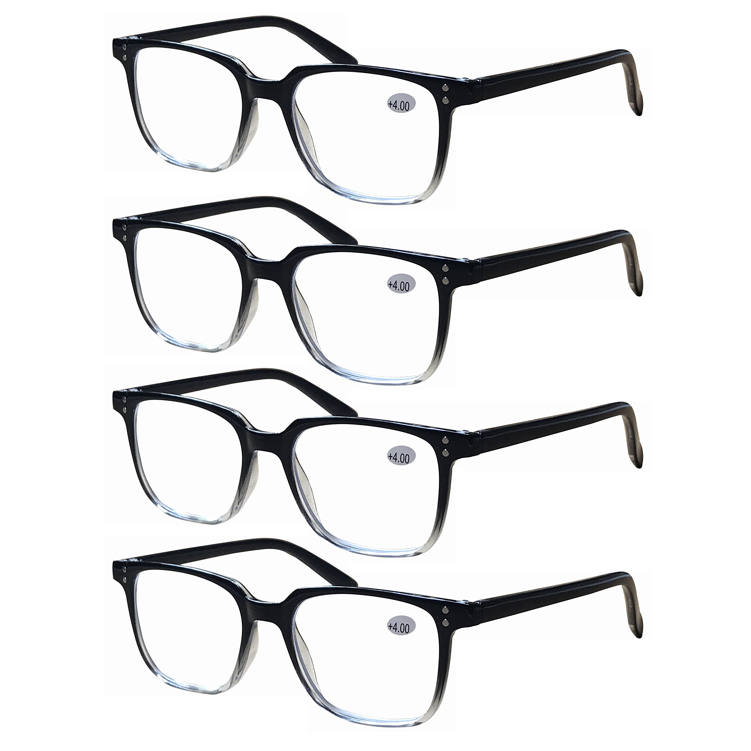B&Q 4 Pairs Unisex Blue Light Blocking Reading Glasses - Anti Eye Strain Computer Readers for Men & Women - Perfect for Office Work, Gaming & Screen Time
