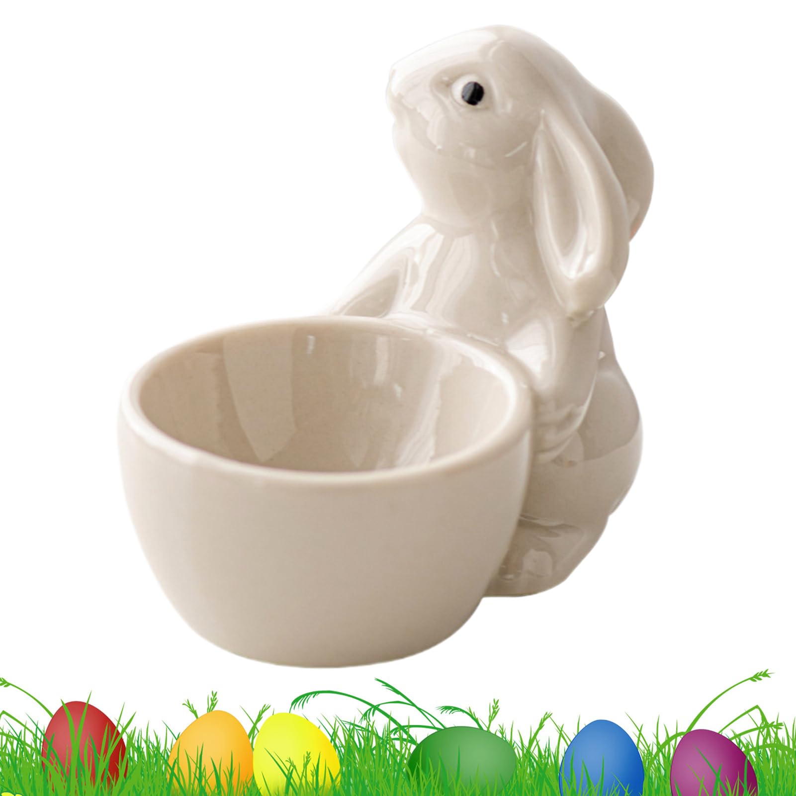 Easter Egg Cup for Soft Boiled Eggs - Ceramic Bunny Egg Holder Stand | Cute Easter Table Decor for Breakfast, Brunch & Holiday Dining | Perfect Easter Bunny Decoration for Kids & Family Gatherings