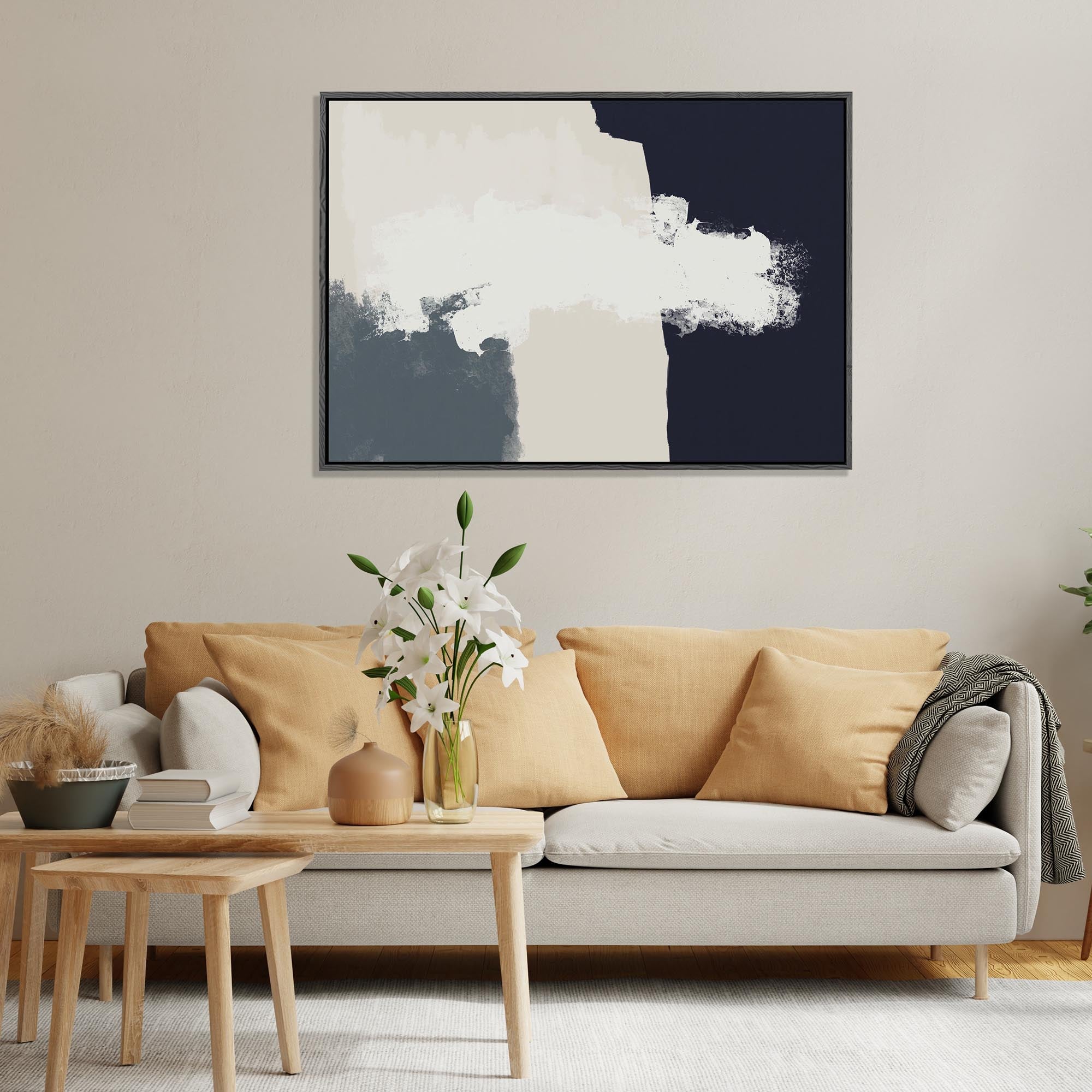 Viva Abstract Framed Canvas Art Wall Decor - Modern Handmade Painting for Living Room, Bedroom & Office - Ready to Hang Home Decor