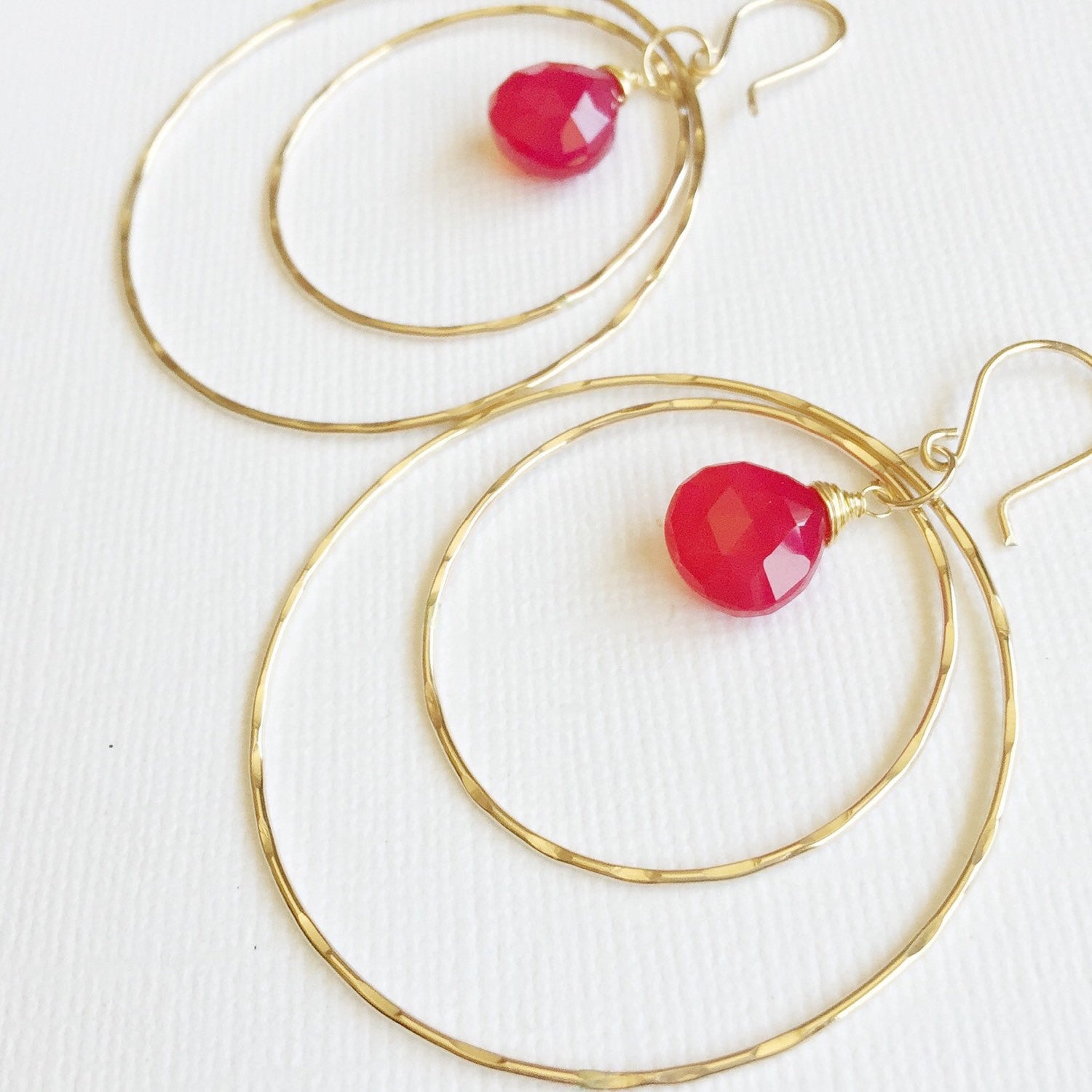 Rachel Raspberry Chalcedony Earrings (E253) – Elegant Dangle Earrings for Women, Perfect for Parties, Weddings & Special Occasions