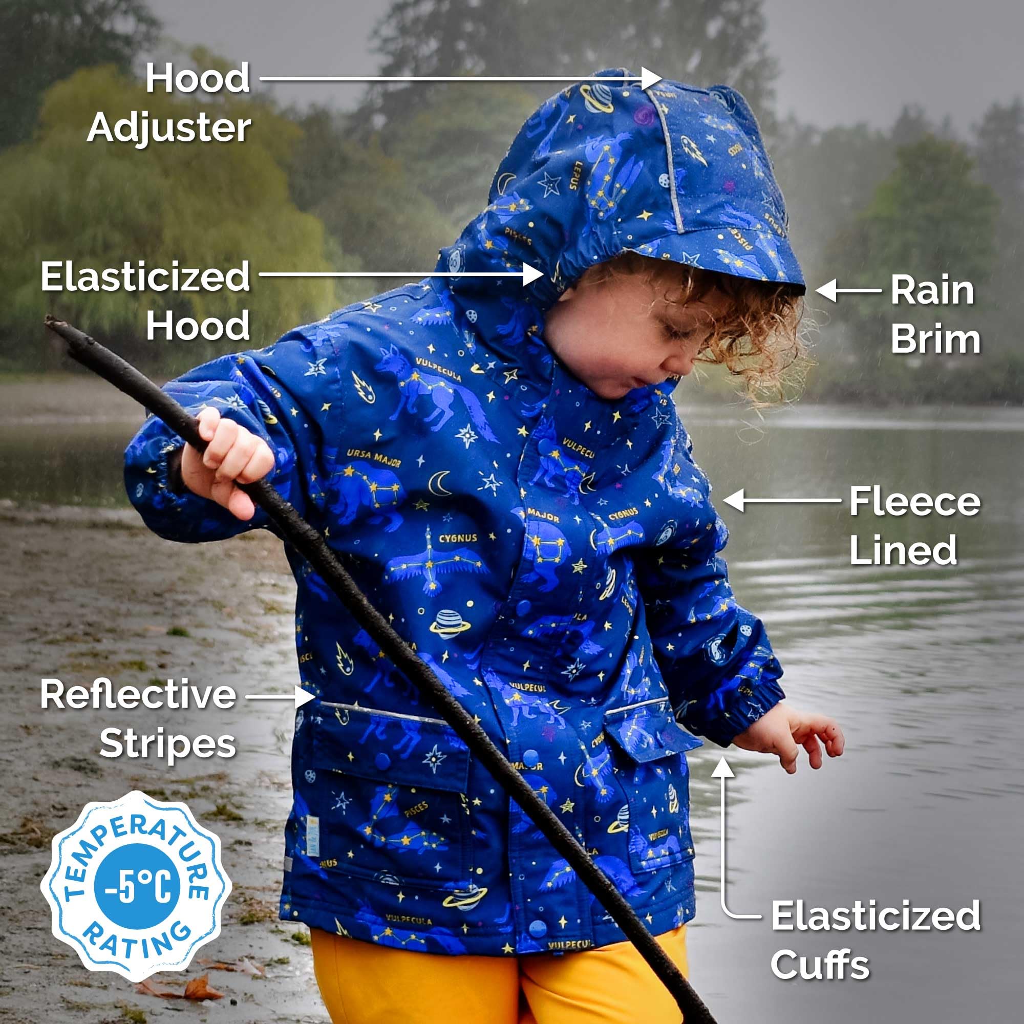 JAN & JUL Waterproof Fleece Lined Rain Jacket for Kids - Warm & Comfortable Outdoor Raincoat for Boys & Girls - Perfect for School, Playground & Hiking Adventures