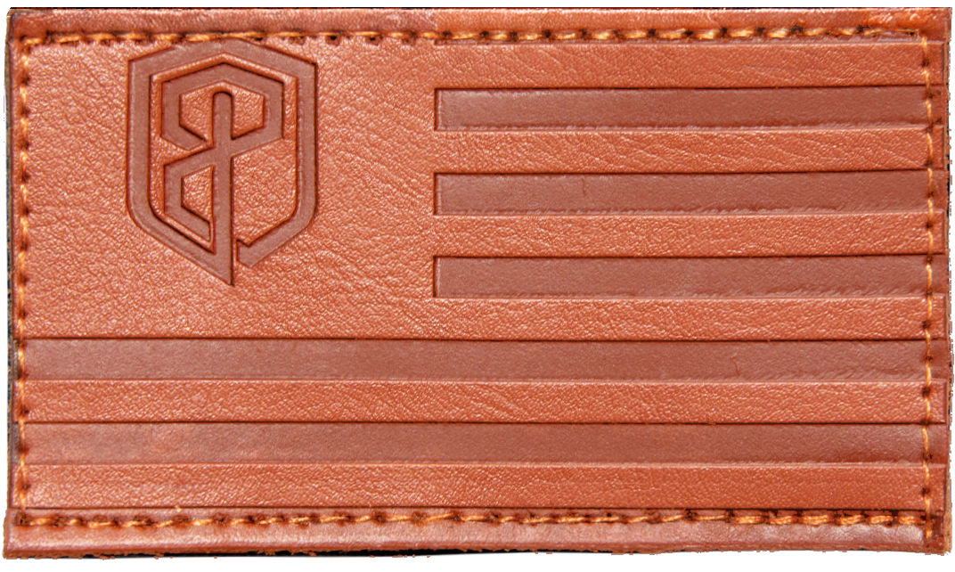 Born Primitive Velcro Flag Patch - Genuine Leather USA Made - Perfect for Backpacks, Jackets & Military Gear