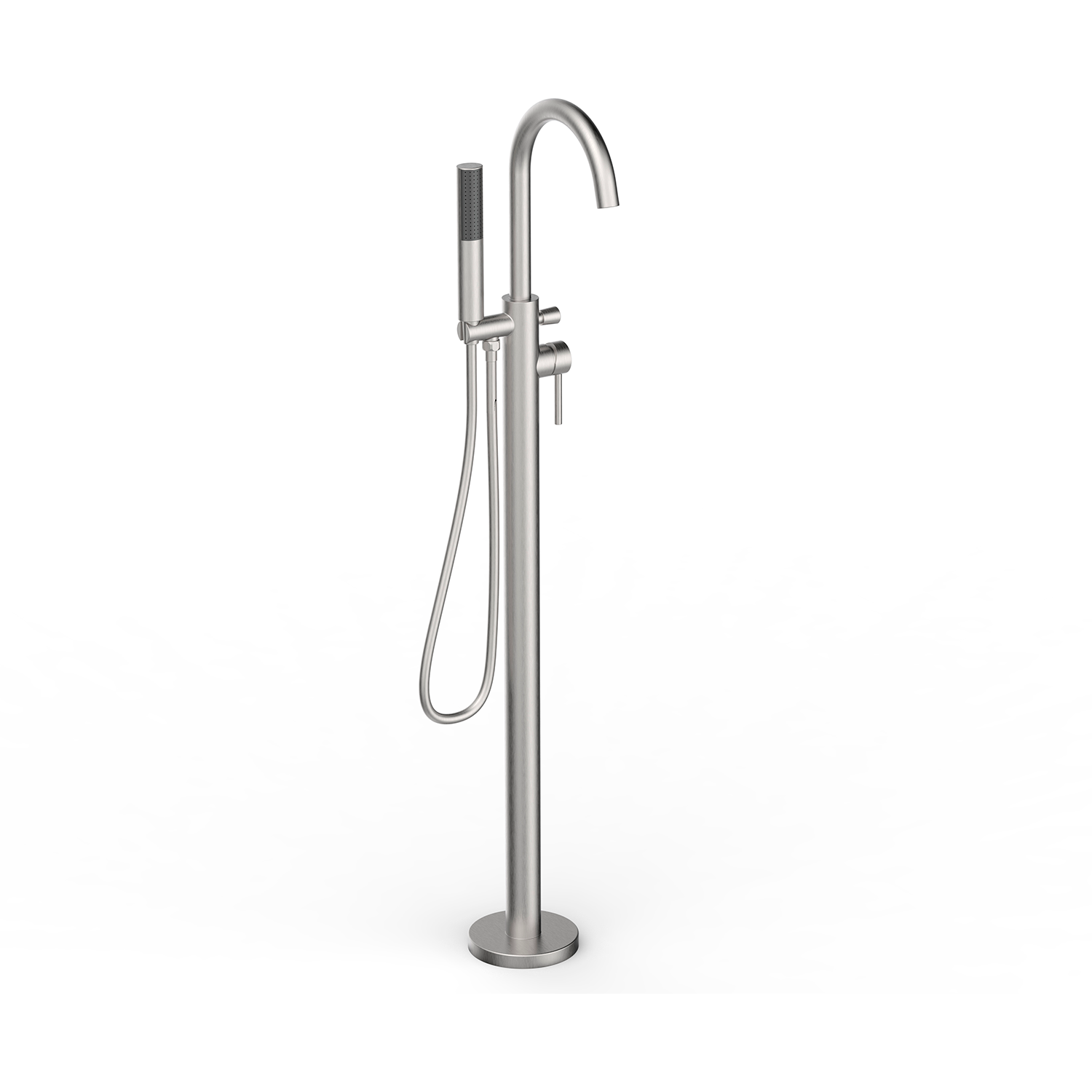 DAX 8823 BN Freestanding Bathtub Faucet with Hand Shower and Gooseneck Spout - Brushed Nickel Finish for Modern Bathroom Luxury - Perfect for Spa, Master Bath & Soaking Tub Installations