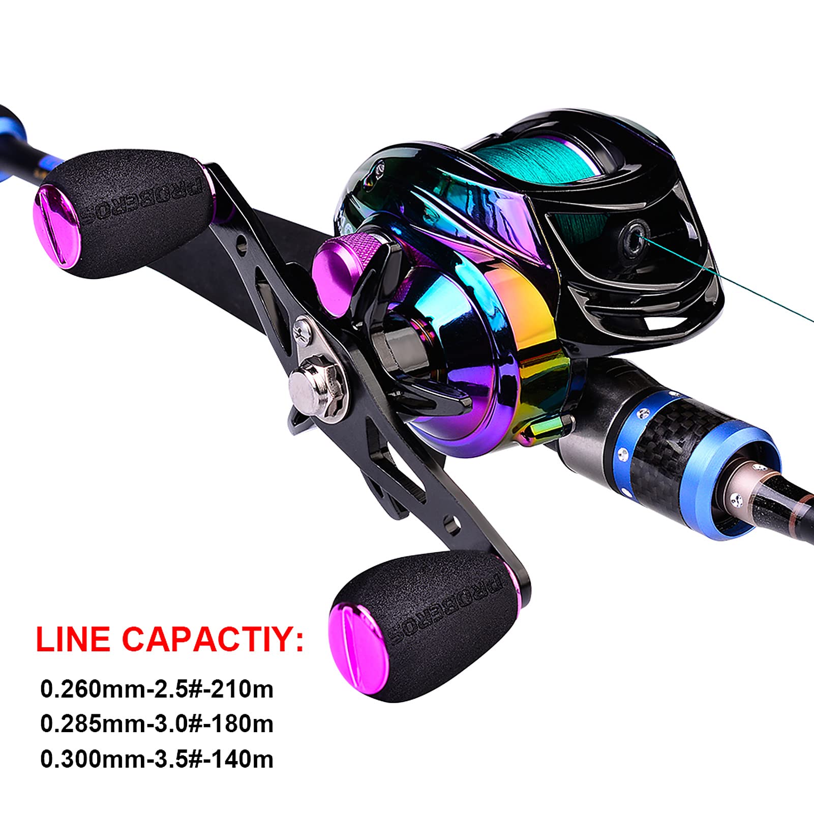 Colorful Baitcasting Fishing Reel - 9+1 BB Bearing, High Speed 7.2:1 Gear Ratio, Left/Right Hand Retrieve with Magnetic Braking System | Perfect for Freshwater & Saltwater Fishing, Bass Fishing, and Tournament Angling