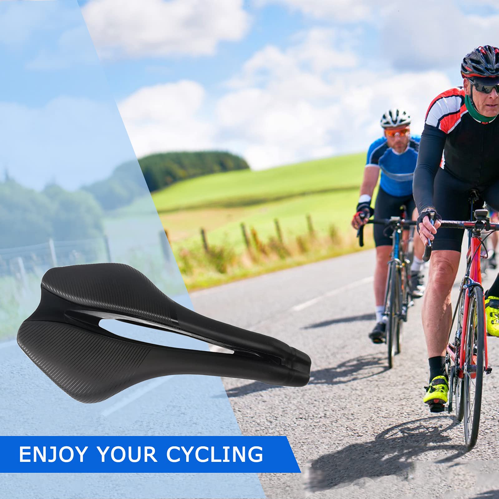 UPANBIKE Comfortable & Breathable Bike Saddle for Mountain & Road Bikes - Lightweight Cycling Seat for Long Distance Riding, Commuting & Outdoor Adventures