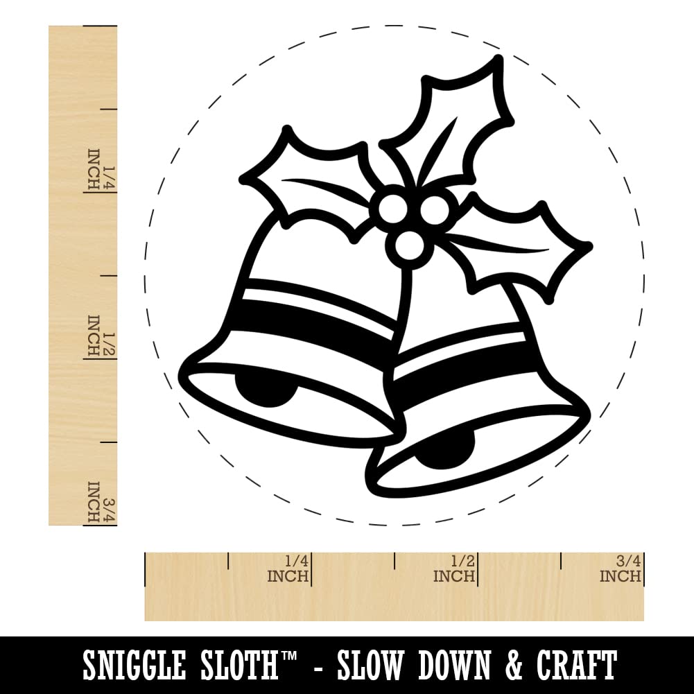 Christmas Bells Self-Inking Rubber Stamp - 3/4 Inch Small Red Ink Stamper for DIY Crafts, Scrapbooking & Holiday Card Making - Perfect for Planners, Gift Wrapping & Christmas Decorations