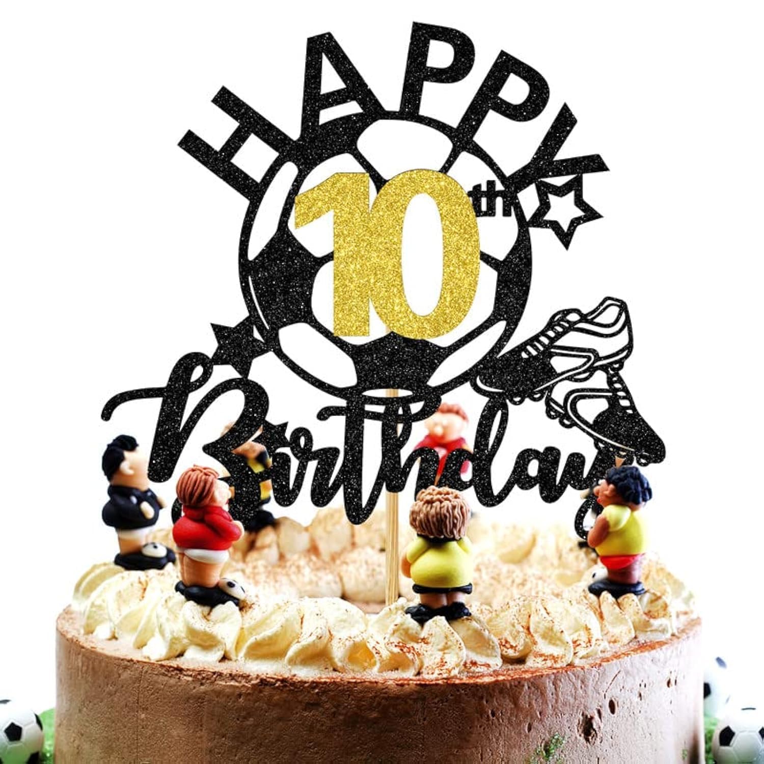 10th Birthday Cake Topper - Soccer Theme Party Decorations for Boys & Girls | Football Player Cake Topper, 10 Years Old Birthday Party Supplies | Perfect for Soccer-Themed Birthday Cakes, Kids Parties & Sports Celebrations