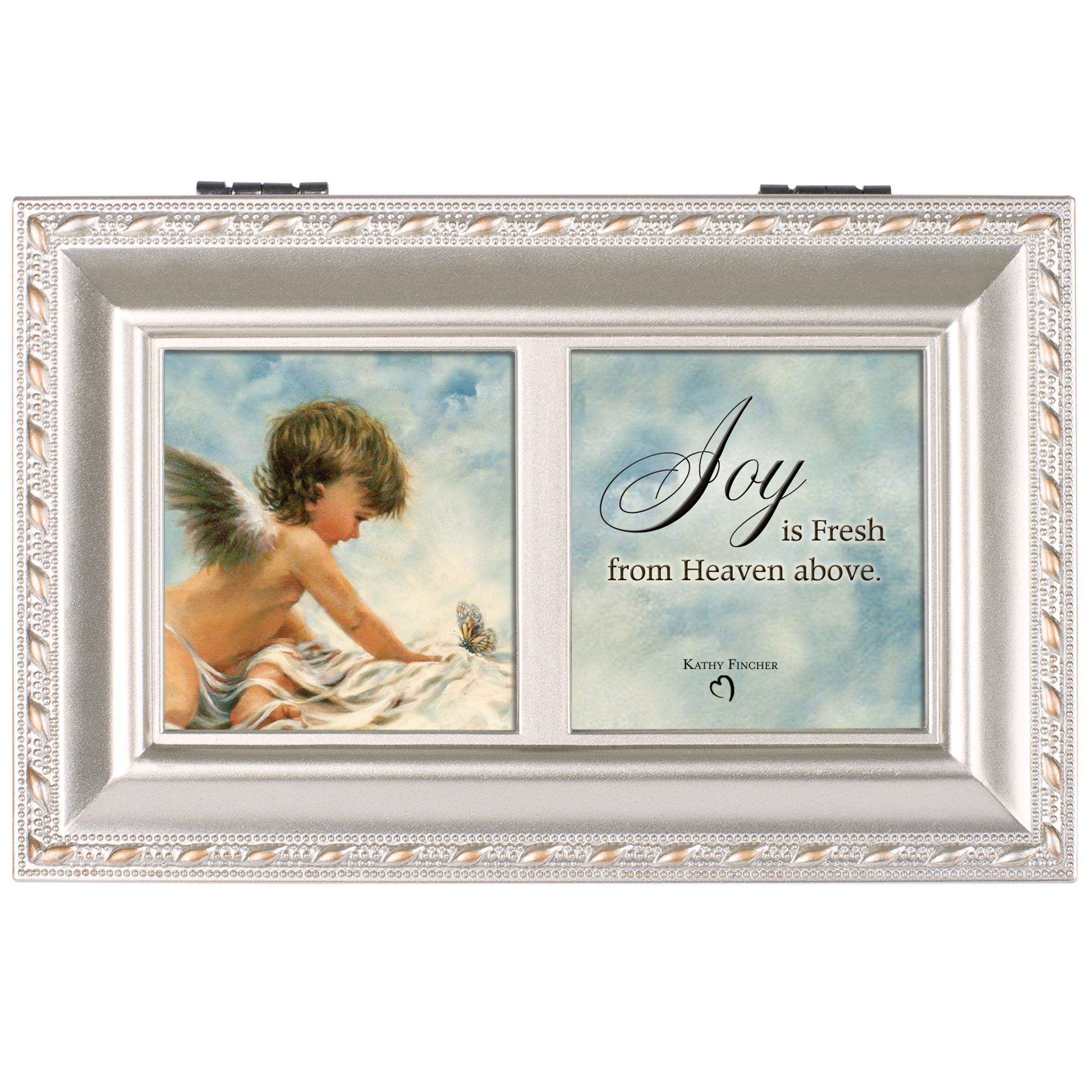 Charming Cottage Garden Angels Delight Music Jewelry Box - Silver Petite Gift Box Plays 'Amazing Grace' - Perfect for Weddings, Anniversaries & Keepsake Storage