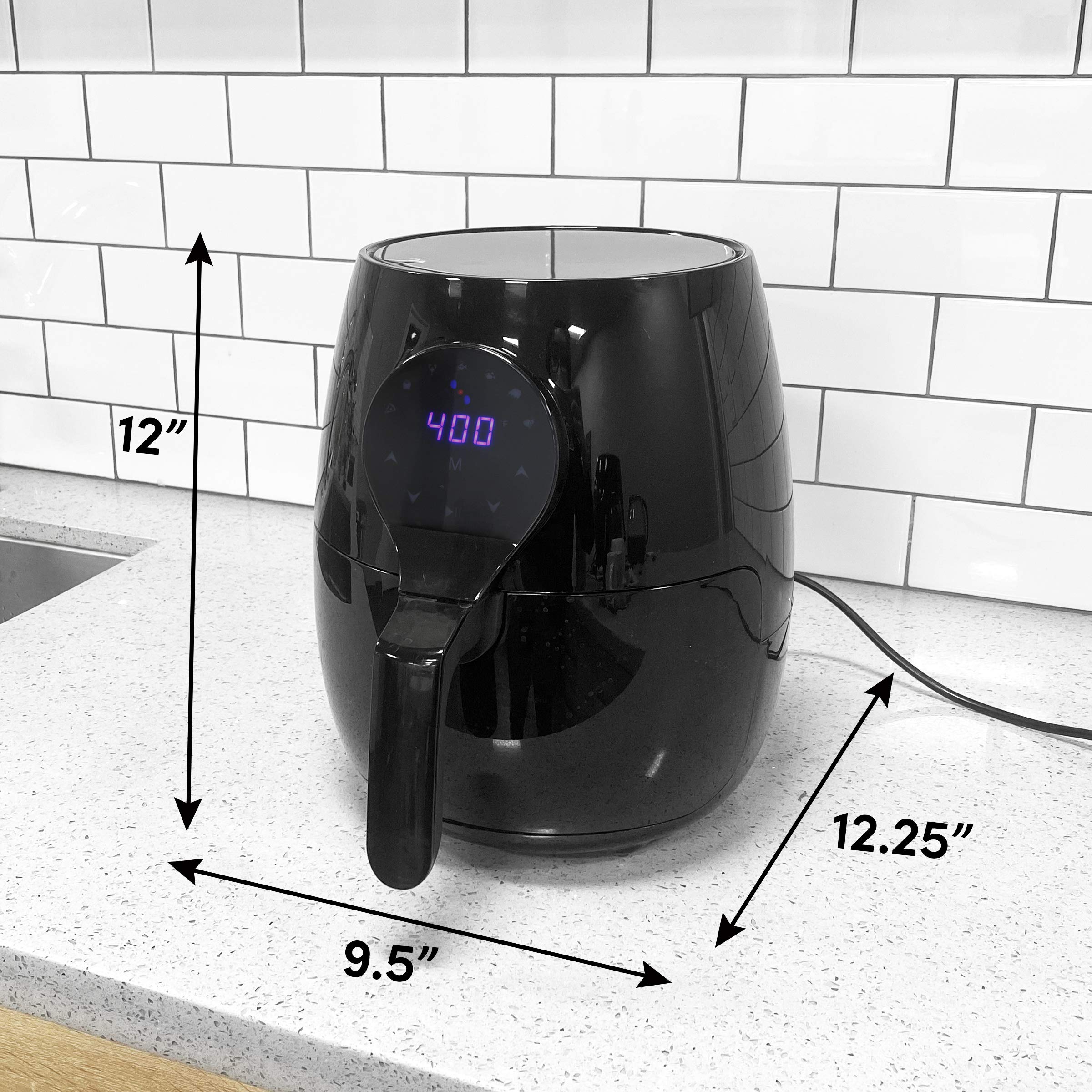 Elite Gourmet EAF5317D# 5.3Qt Digital Air Fryer - 7 Preset Functions, 1350W Oil-Free Healthy Cooking, Adjustable Timer & Temperature, Black | Perfect for Frying, Baking, Roasting & Grilling Chicken, Fries, Vegetables & More