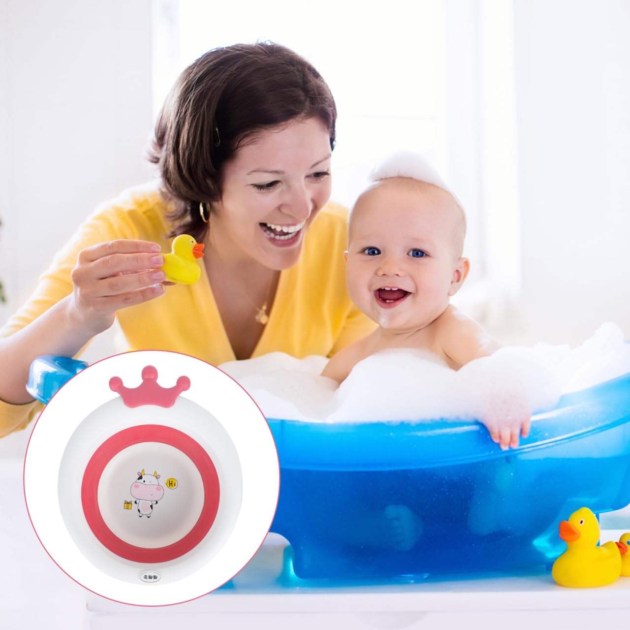 Portable Collapsible Baby Wash Basin - Foldable Toddler Sink for Camping, Travel & Home Use | Red Plastic Washbowl for Baby Face Washing, Bathing & Household Chores