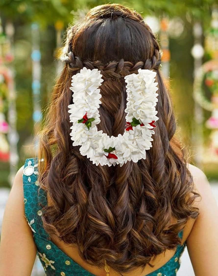 Rubela Reusable Artificial Flower Gajra Hair Accessories Set - 3 Pack Bridal Hair Jewelry for Women | Perfect for Weddings, Parties & Festive Occasions