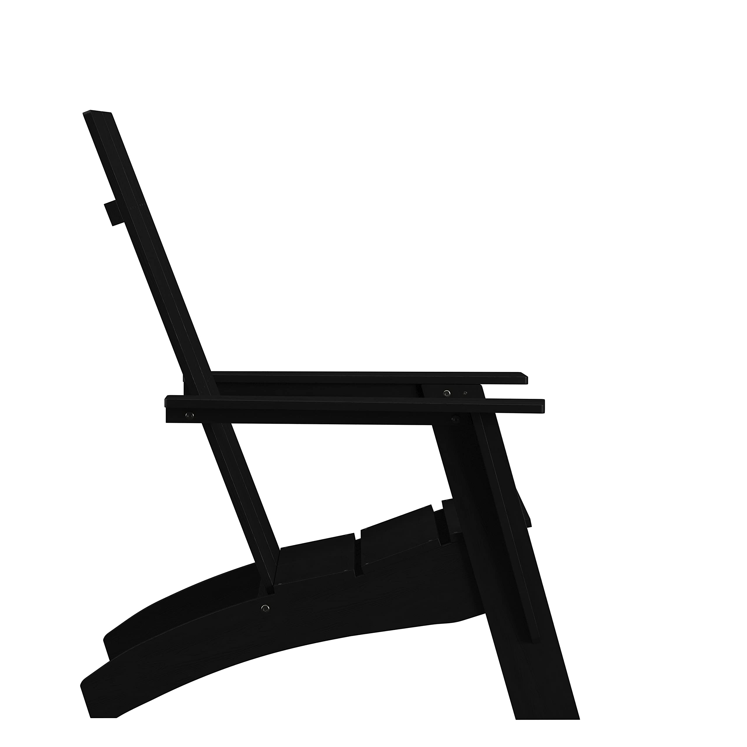 EMMA + OLIVER Set of 2 Black Modern Dual Slat Back Adirondack Chairs for Patio, Garden, Poolside & Indoor Use - Weather-Resistant Outdoor Furniture