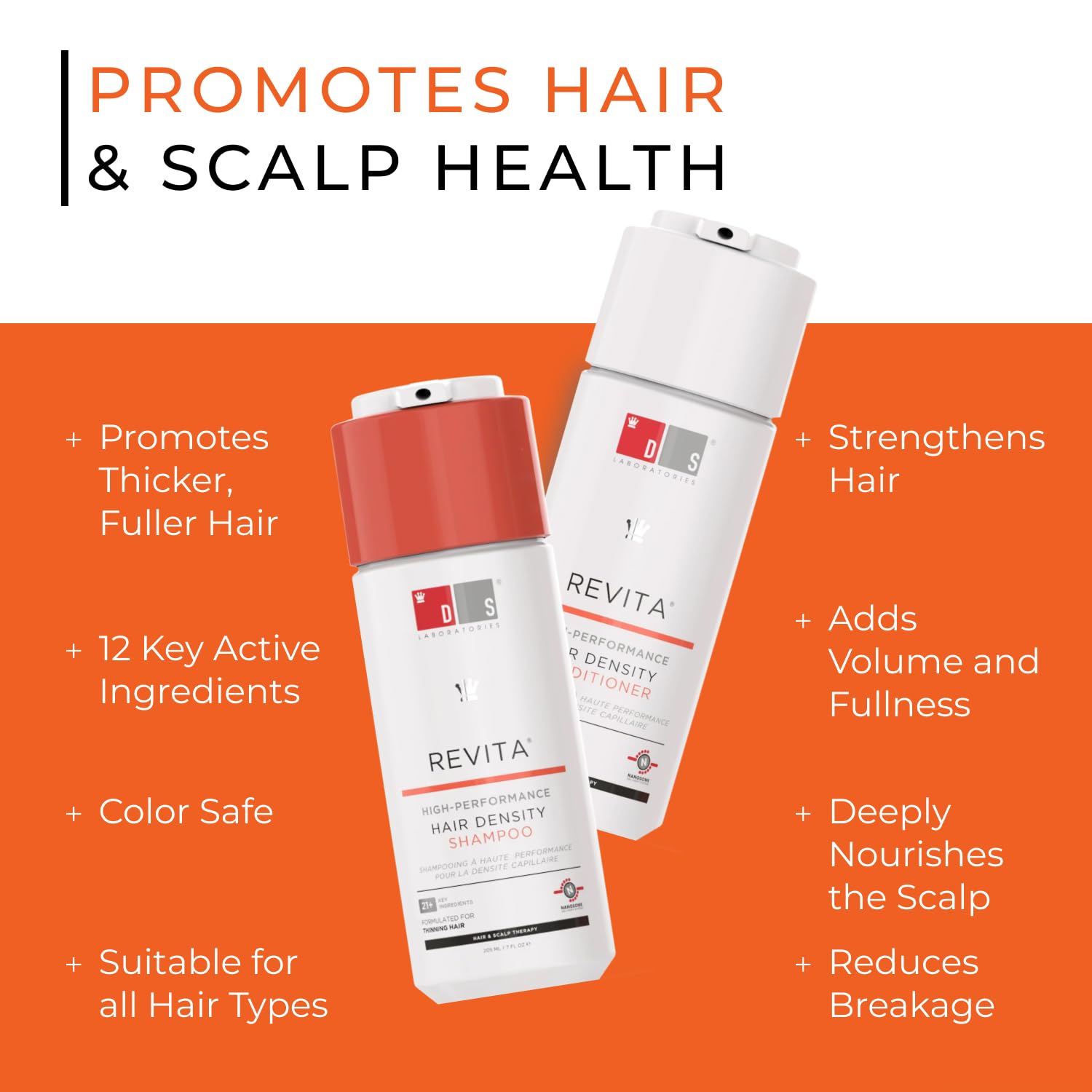 DS Labs Revita Shampoo & Conditioner Set with Hair Growth Gummies - Thickening Hair Care System for Fuller, Healthier Hair - Supports Hair Growth with Vitamins - Perfect for Thinning Hair & Daily Hair Care Routine