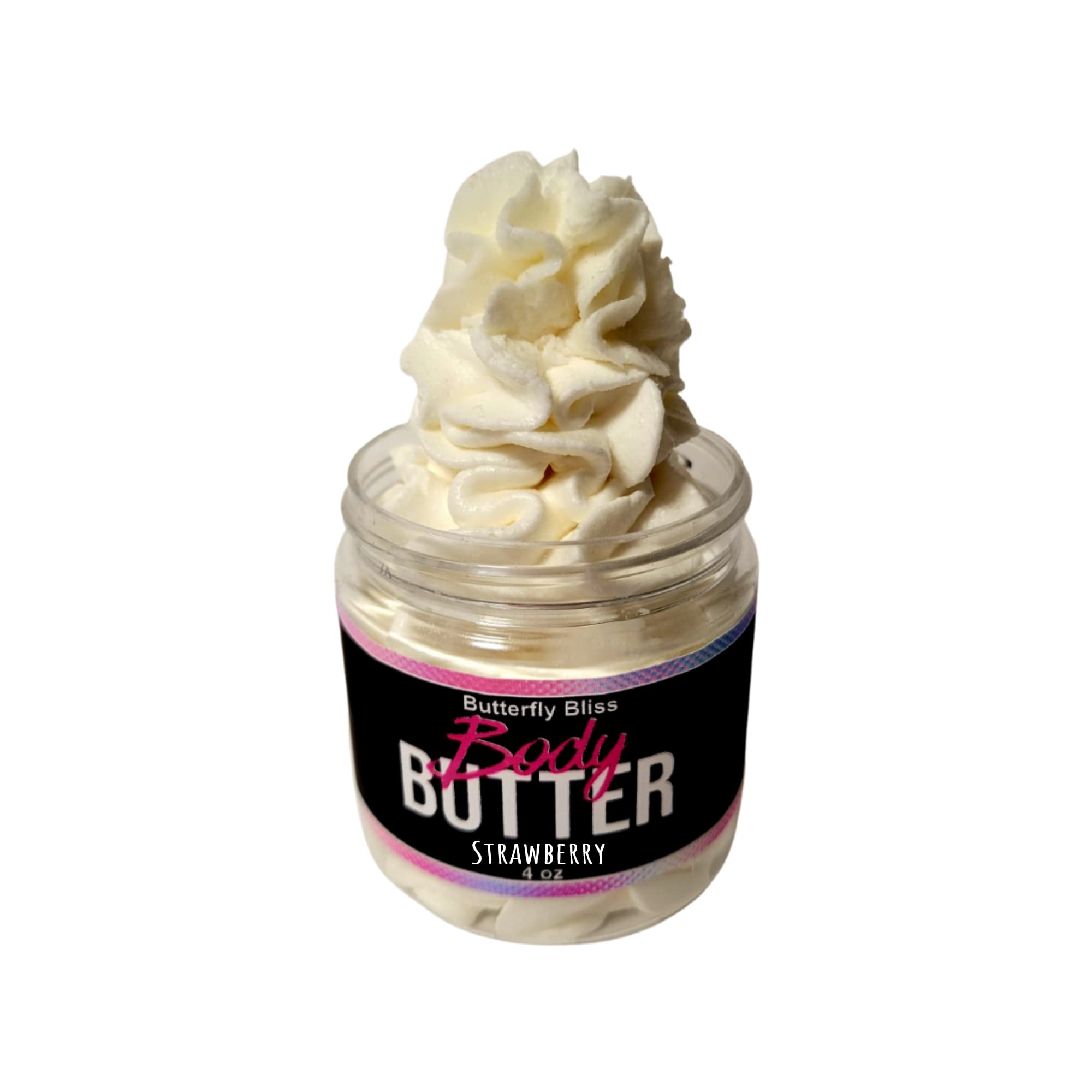 Organic Strawberry Whipped Body Butter - 4oz Jar with Shea Butter, Mango Butter & Coconut Oil - Natural Hydrating Lotion for Dry Skin - Perfect for Daily Moisturizing & Spa Nights