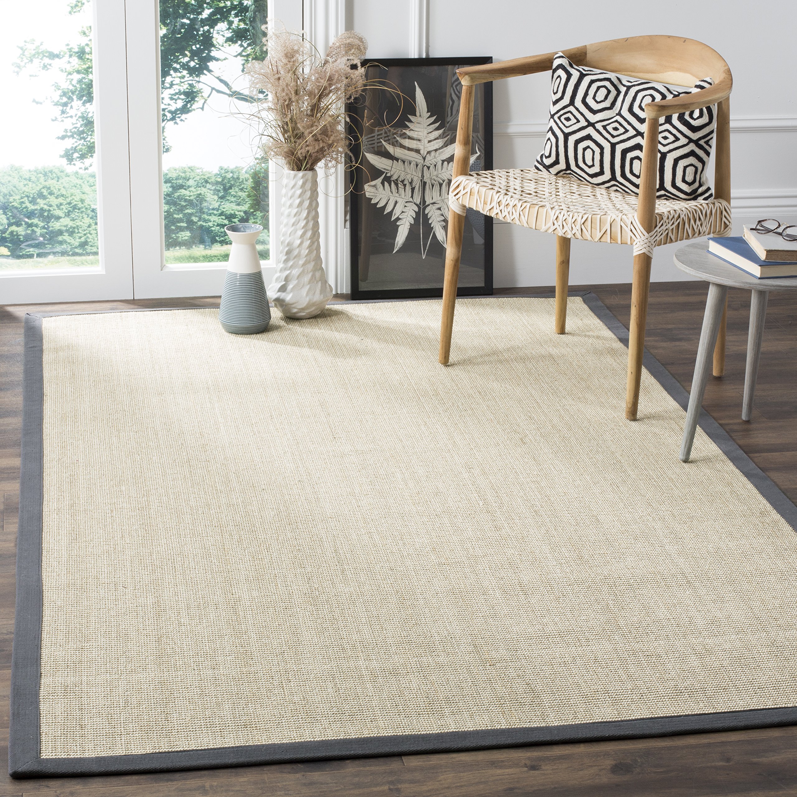 SAFAVIEH Natural Fiber Collection 5' x 8' Area Rug - Marble & Grey Sisal Border Design for Living Room & Bedroom | Easy Care, Durable for High Traffic Areas | Perfect for Home Decor, Office & Entryway (NF441B)