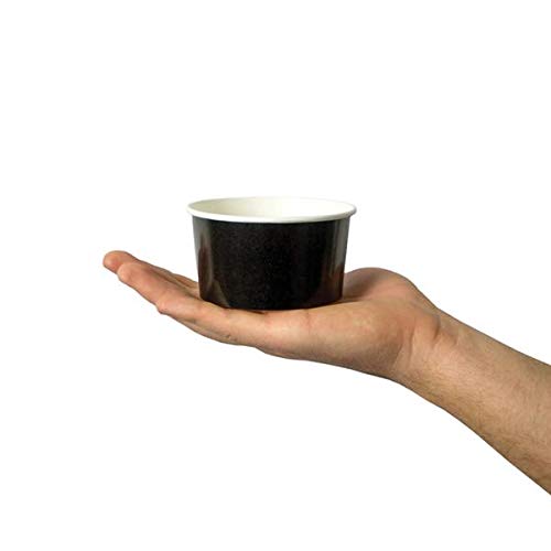 UNIQ 1000-Count 6 oz Disposable Black Ice Cream Cups | Paper Dessert Containers for Ice Cream, Yogurt, Gelato | Bulk Frozen Treat Supplies for Parties, Catering & Dessert Shops