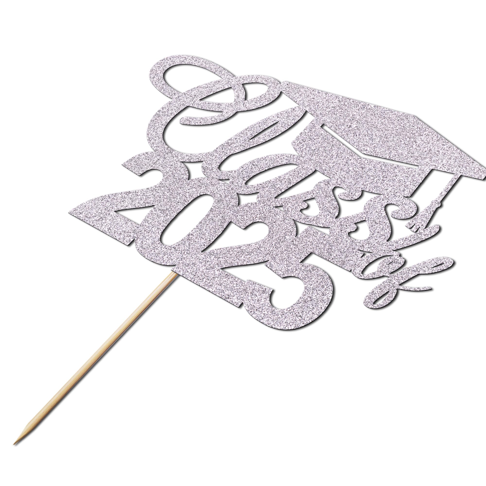 Class of 2025 Graduation Cake Topper - Silver Ceremony Cake Decoration for Graduation Parties, Commencement Celebrations & School Events