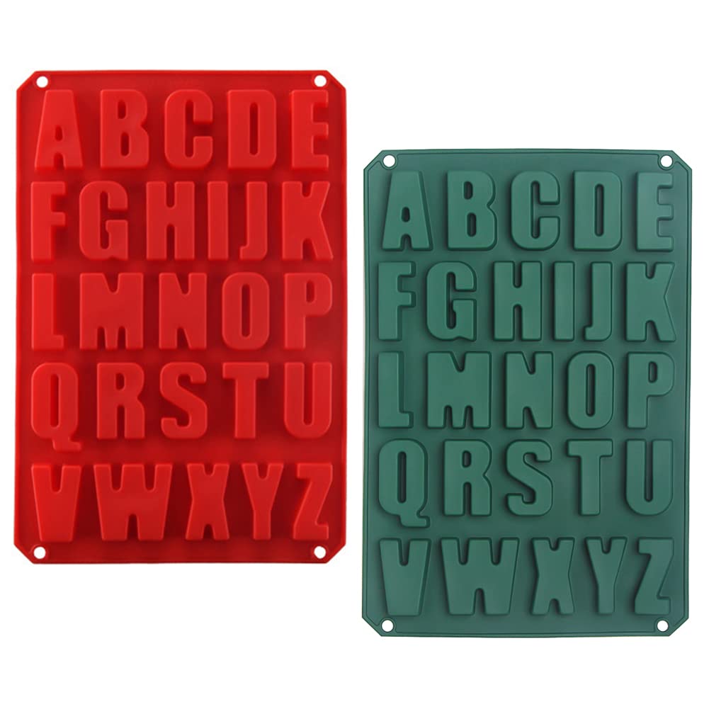 2 Pack Silicone Letter Cake Molds - BPA Free, Non-Stick Chocolate Molds for Easy Release - Soft Baking Utensils for DIY Cake Decorating, Ice Trays & Kitchen Use - Perfect for Birthdays, Weddings & Party Desserts