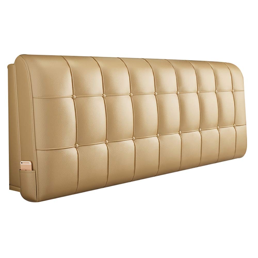 LXLIGHTS Bed Wedge Headboard Cushion - Waterproof & Easy to Clean, 6 Colors & 5 Sizes (Gold, with Headboard-120cm) - Customizable Support Pillow for Reading, Watching TV, or Sleeping Comfortably