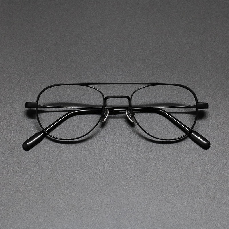 Aimee Unisex Full Rim Oval Double Bridge Titanium Eyeglasses 8040 - Lightweight Durable Frame for Reading, Work & Fashion (Silver/Gold/Black) - Perfect for Office, School & Everyday Wear