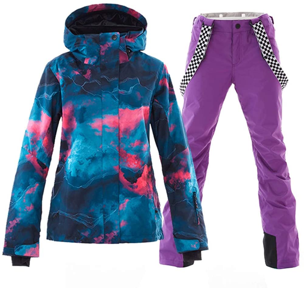Women's Waterproof Windproof Ski Snowboard Jacket & Pants Set - Thermal Snowsuit for Winter Sports, Snowboarding, Skiing & Outdoor Activities