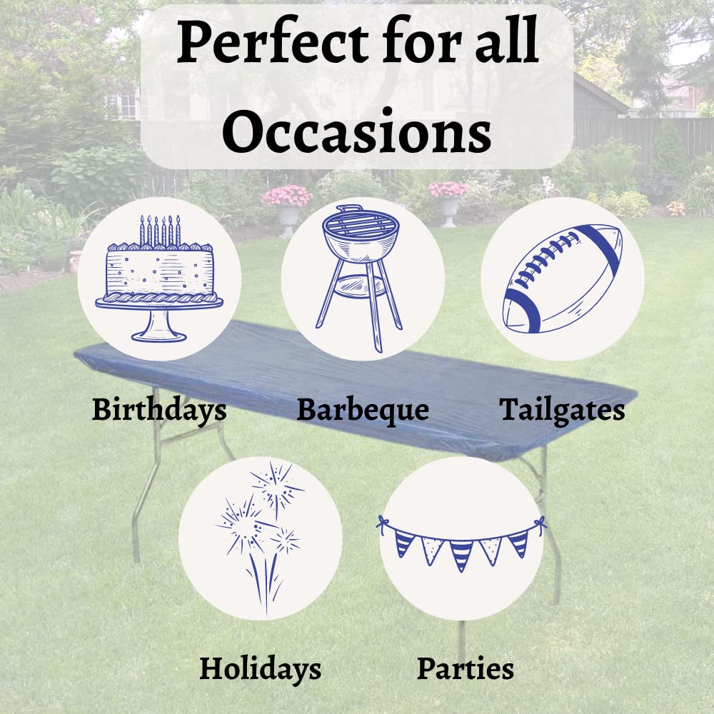 Royal Blue Plastic Table Covers 20 Pack (30x72 Inch) with 280 Paper Napkins - Waterproof Disposable Tablecloths for Indoor/Outdoor Parties, Picnics, BBQs & Events - Kwik-Covers Rectangular Table Protectors (Table Not Included)