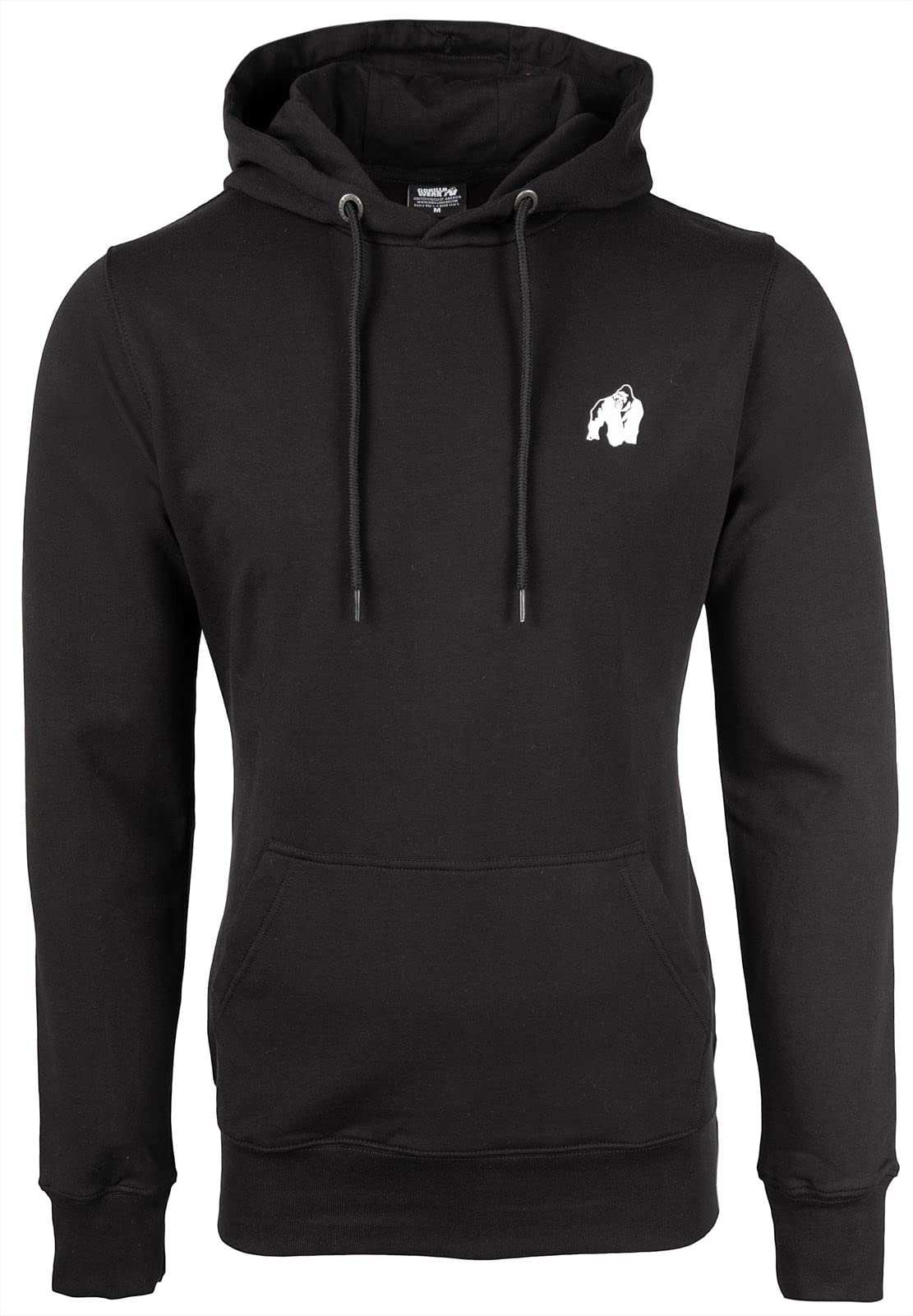 GORILLA WEAR Palmer Hoodie for Men - Soft Cotton Pullover Hooded Sweatshirt with Kangaroo Pocket, Black | Casual Streetwear, Gym, Outdoor Activities