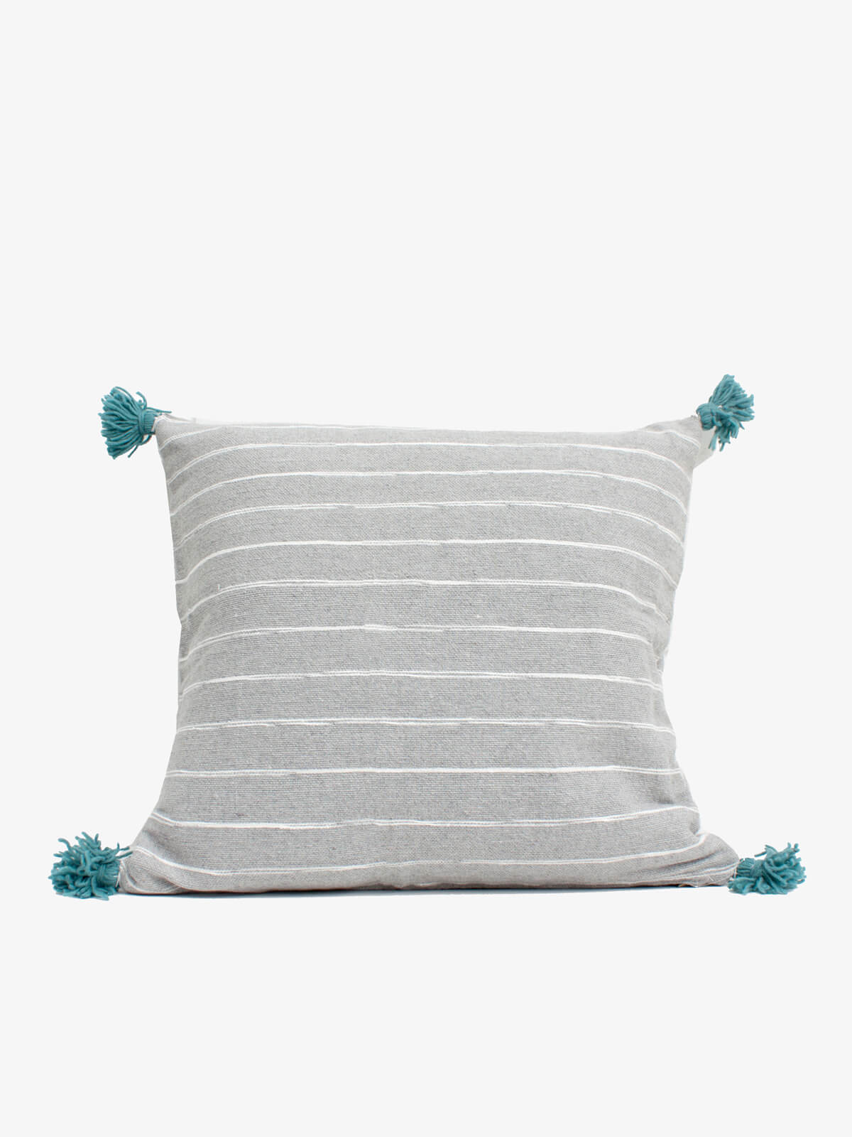 Grey Cotton Scribble Stripe Square Cushion Cover - Blue Decorative Pillow Case for Sofa, Bed, Chair - Home Decor & Living Room Accessories
