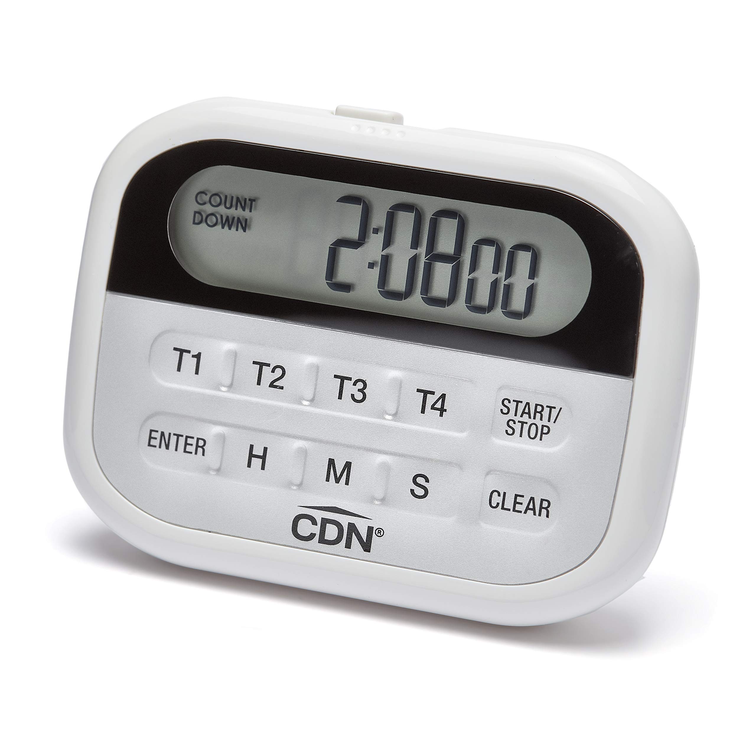 CDN PT2 Component Design Northwest 4-Event Digital Timer Clock - White | Programmable Kitchen Timer for Cooking, Baking, and Home Use