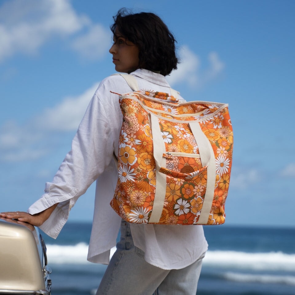 Golden Hour Beach Bag - Large Waterproof Tote for Women, Summer Travel, Pool & Beach Essentials | Trendy Sun Protection Accessory