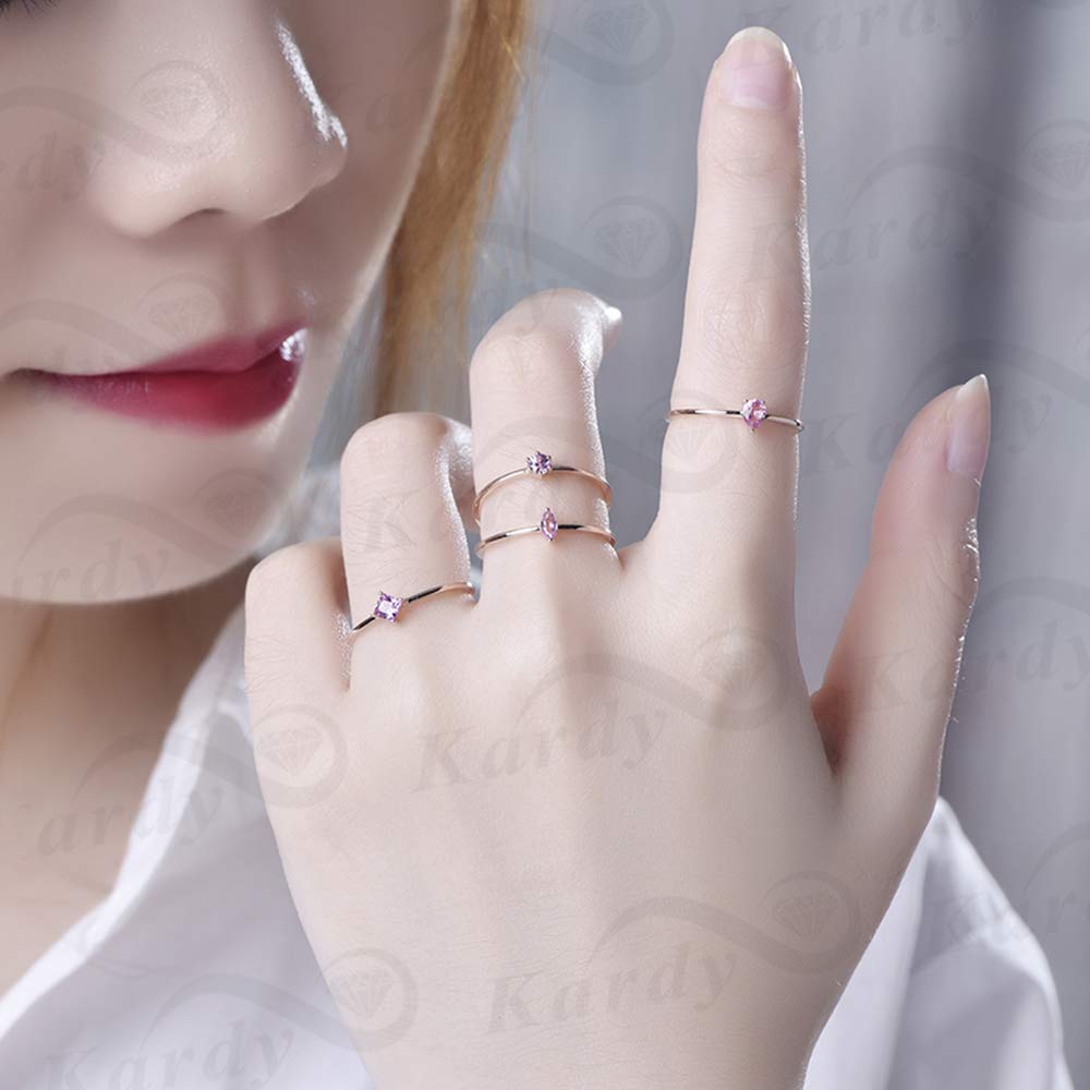 Natural Pink Sapphire Gemstone 14K Rose Gold Rings for Women - Elegant Jewelry Gift for Anniversary, Engagement & Special Occasions