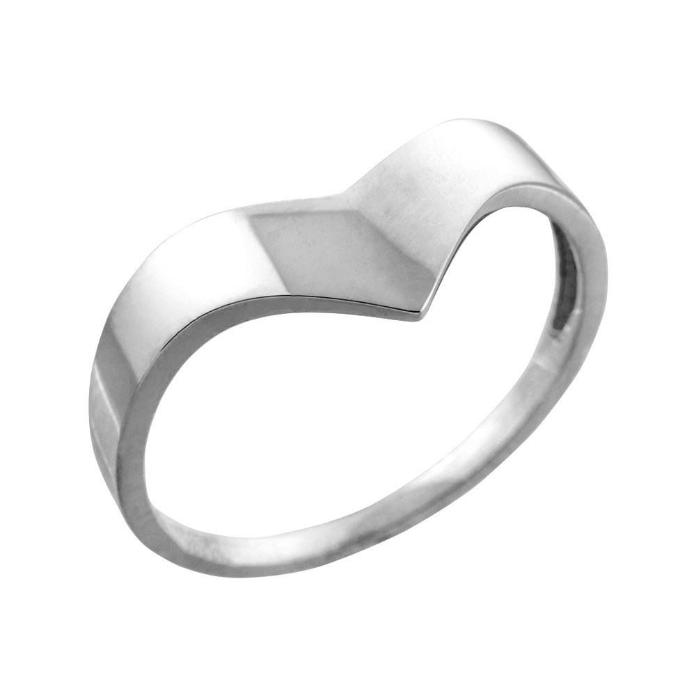 10K White Gold Chevron Ring for Women - Elegant Stackable Band, Dainty Minimalist Jewelry - Perfect for Everyday Wear, Gifts & Special Occasions