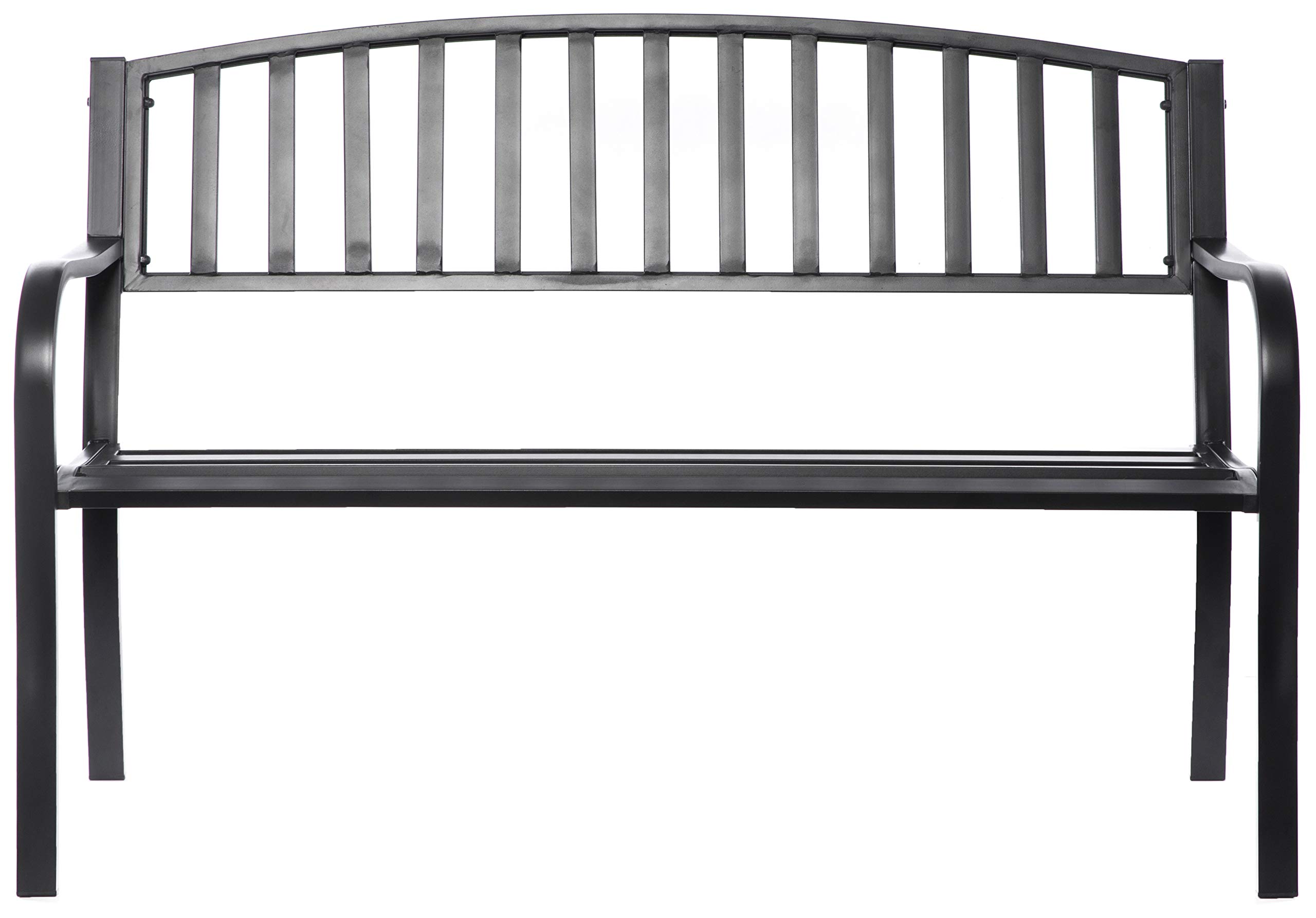 Gardenised QI003773 Heavy-Duty Steel Garden Bench with Cast Iron Frame - Black Outdoor Seating for Patio, Lawn, Yard, Balcony & Deck | Perfect for Relaxing in Gardens, Parks & Outdoor Spaces