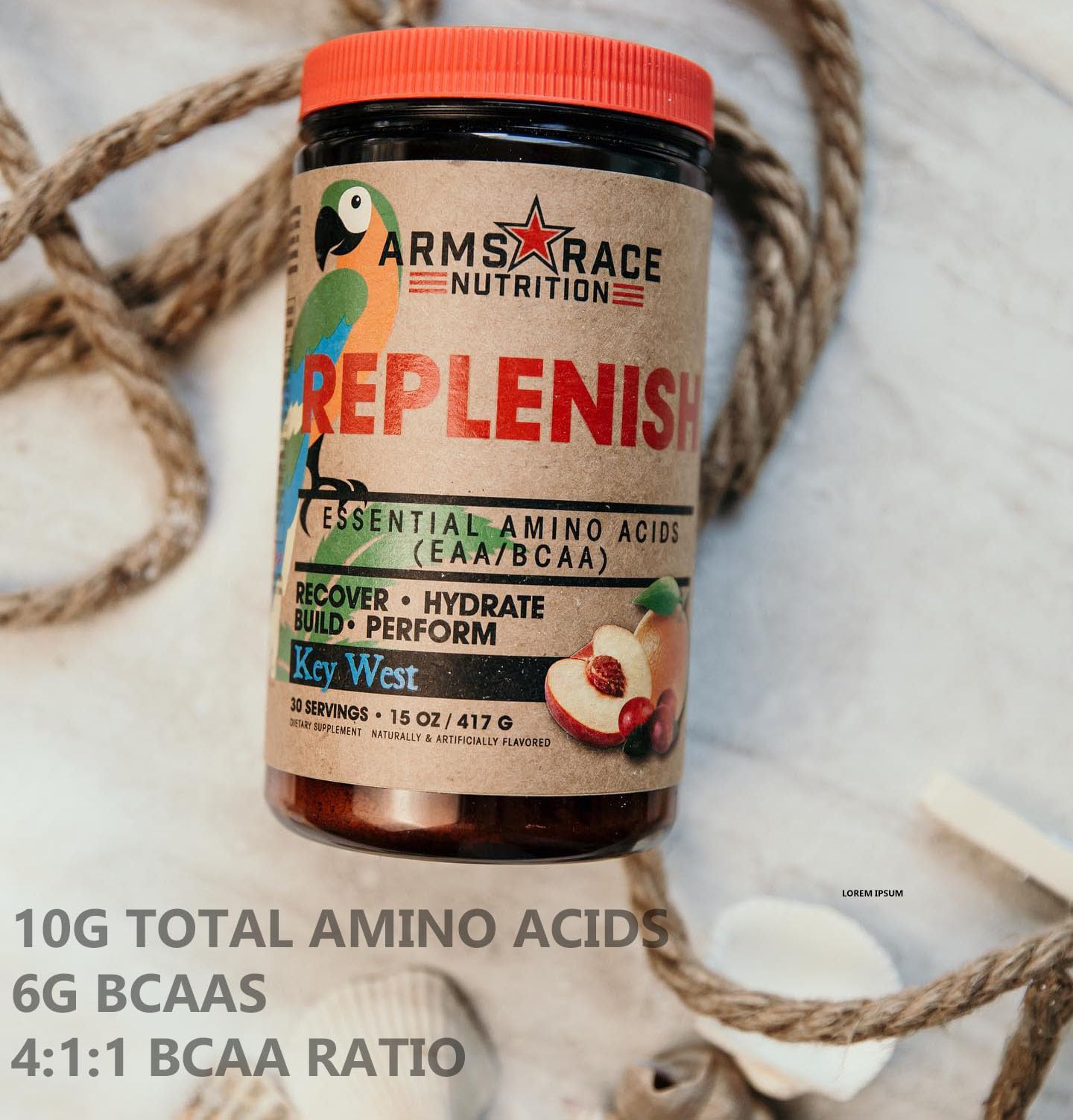 Arms Race Nutrition Replenish Essential Amino Acids (EAA/BCAA) - 30 Servings Tart Candy Strings Flavor - Post Workout Recovery & Muscle Growth Supplement for Athletes & Fitness Enthusiasts