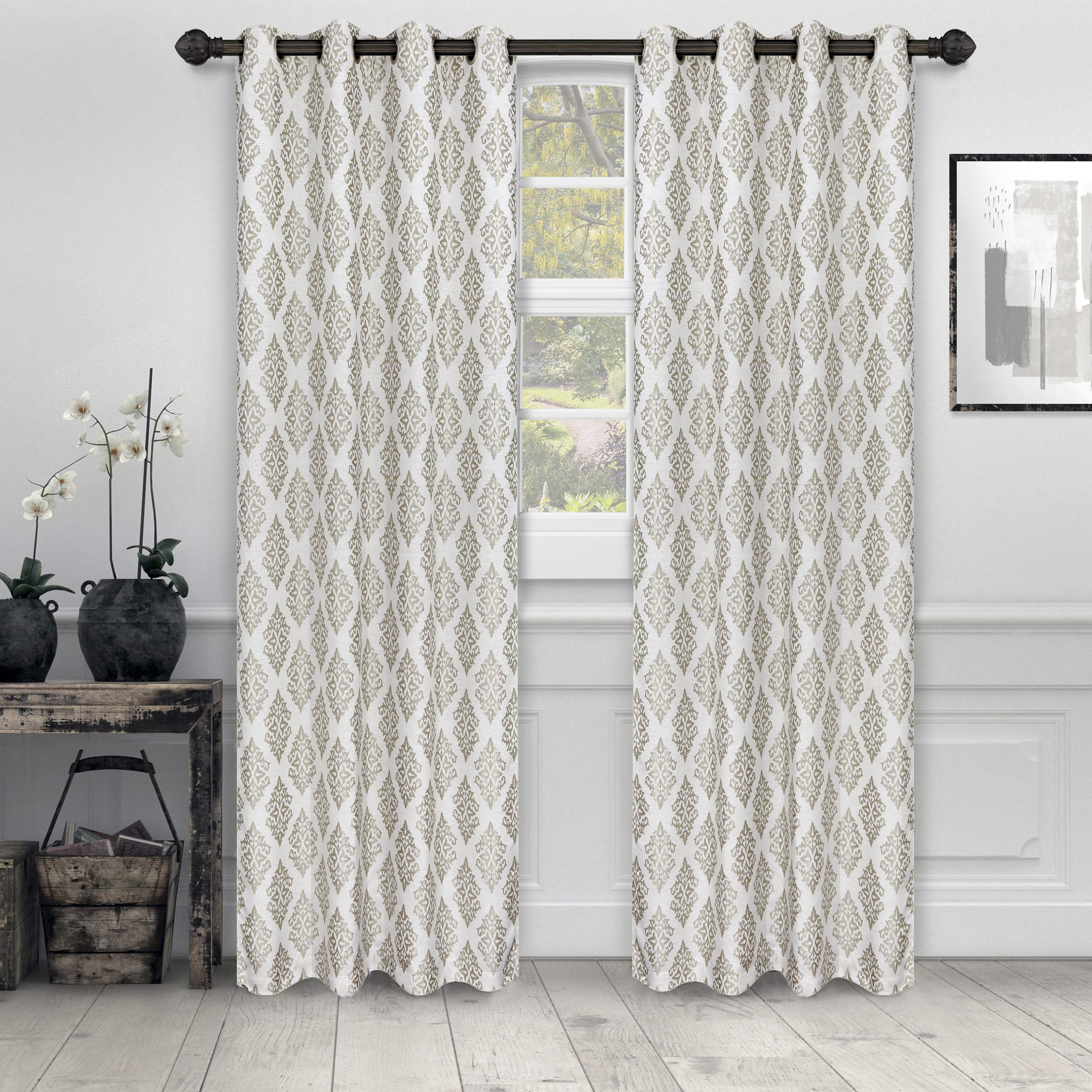 Elegant Venetian Damask Jacquard Embroidered Curtains - Set of 2 (52
