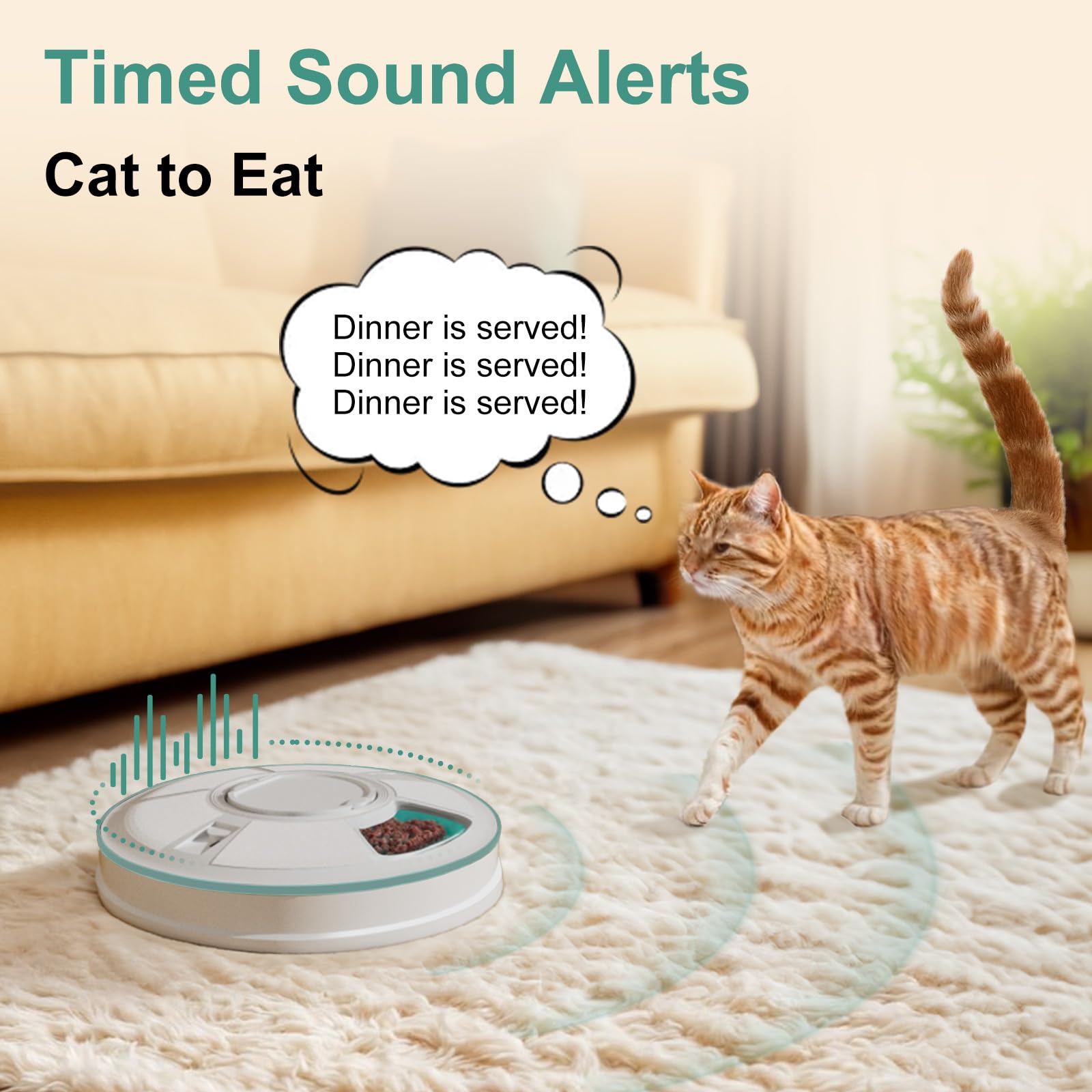 Automatic Cat Feeder for Wet & Dry Food - 6 Meal Programmable Pet Feeder with Timer, Easy to Clean - Smart Auto Feeder for Cats & Small Dogs (Green) - Perfect for Travel, Workdays & Multi-Pet Homes