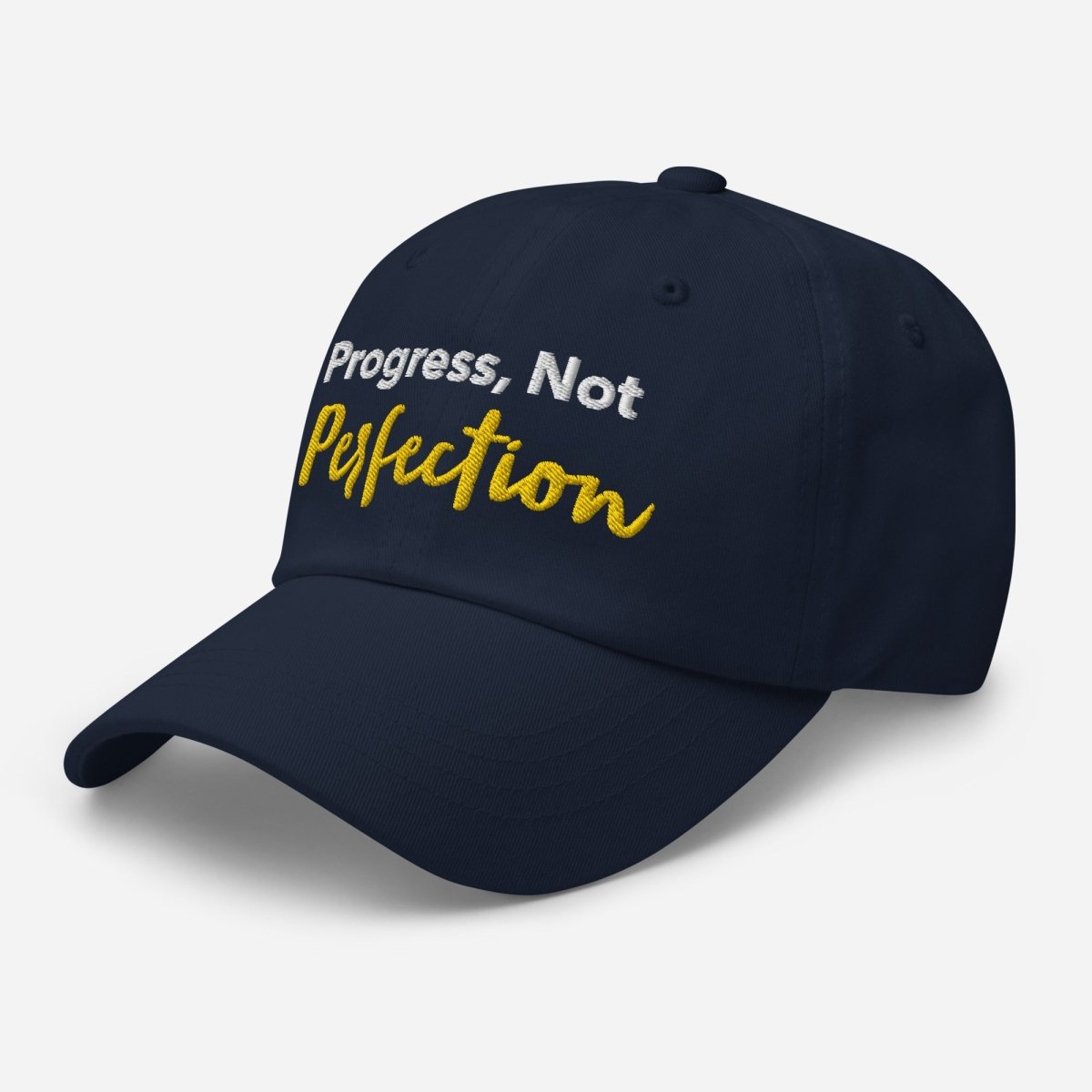 Progress Not Perfection Embroidered Dad Hat - Adjustable Cotton Baseball Cap for Men & Women - Perfect for Outdoor Activities, Sports & Casual Wear