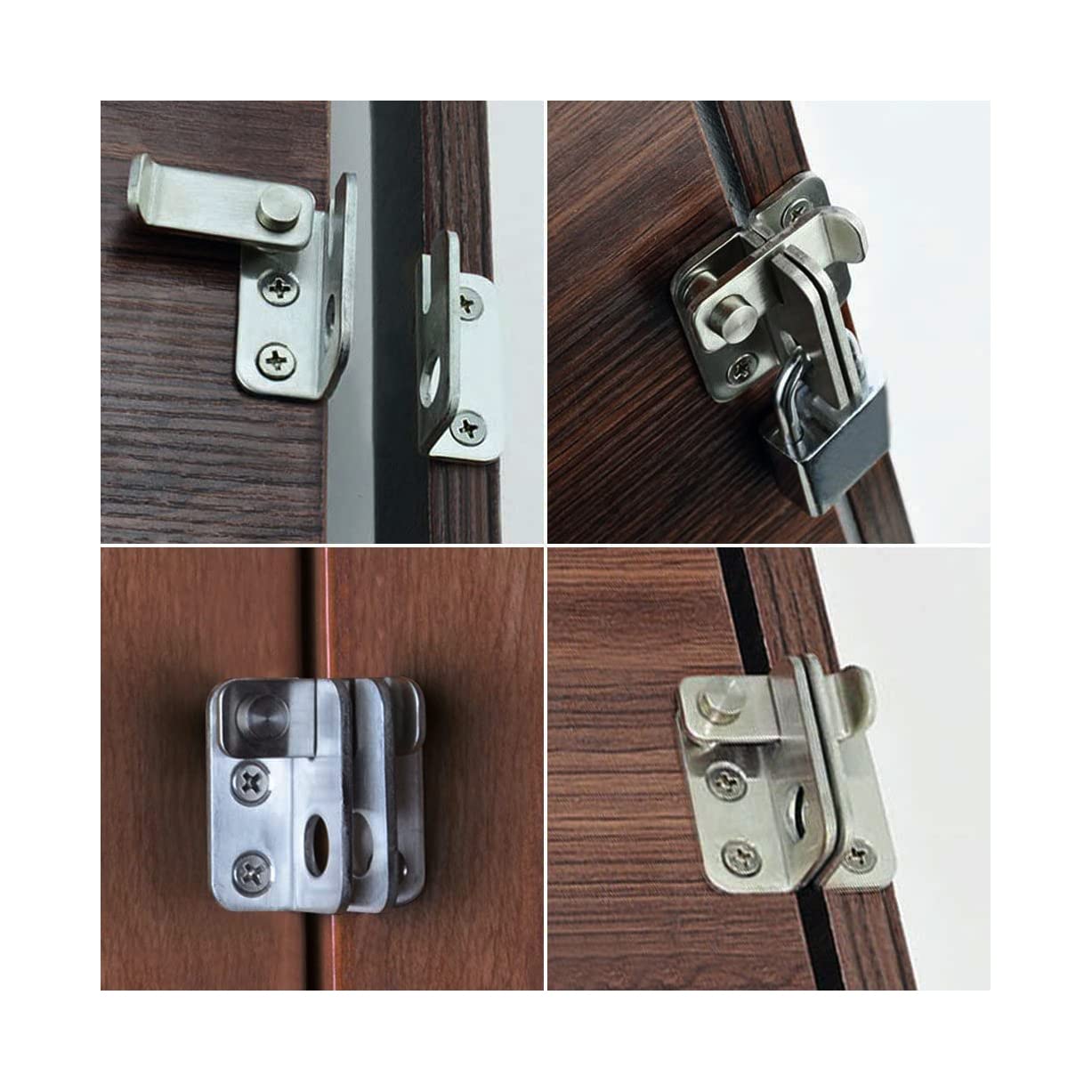 Stainless Steel Sliding Door Bolt Latch Safety Lock - 2 Pack Right Opening for Windows, Barn Doors, Closets, Drawers & Cabinets | Secure Garage & Home Security | Durable Metal Lock for Child Safety & Pet Protection