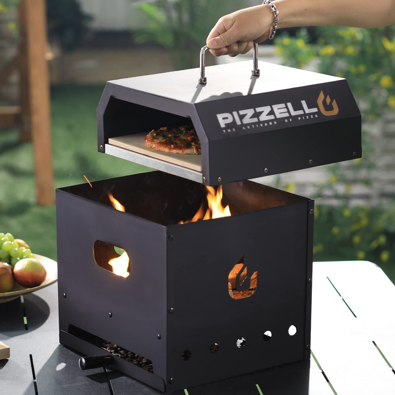 Best 4-in-1 Portable Pizza Oven Kit - Gas & Wood Fire Pit Compatible with 12