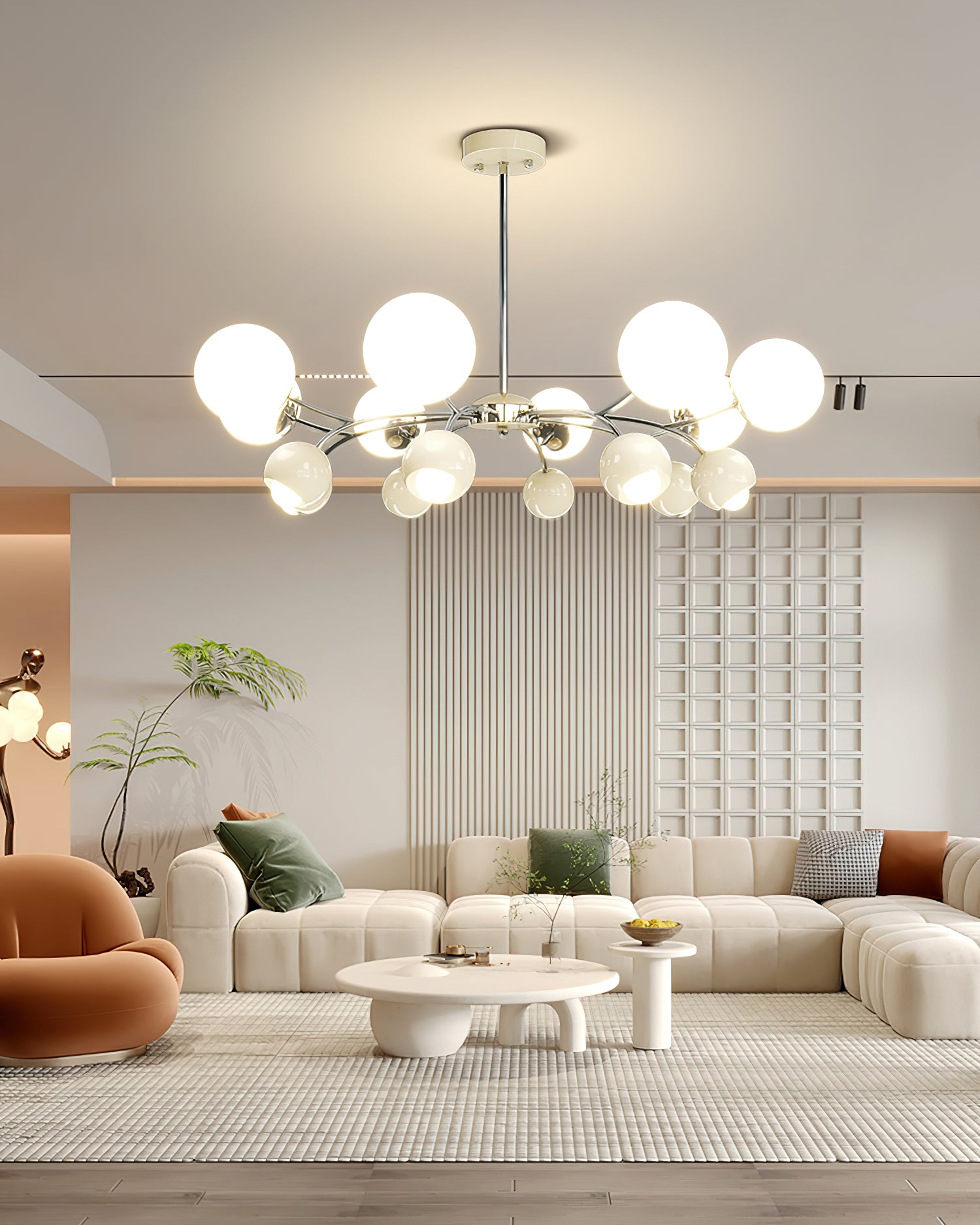 Celestial Spheres Crystal Chandelier - Elegant Modern Ceiling Light Fixture for Dining Room, Bedroom, or Living Room Decor