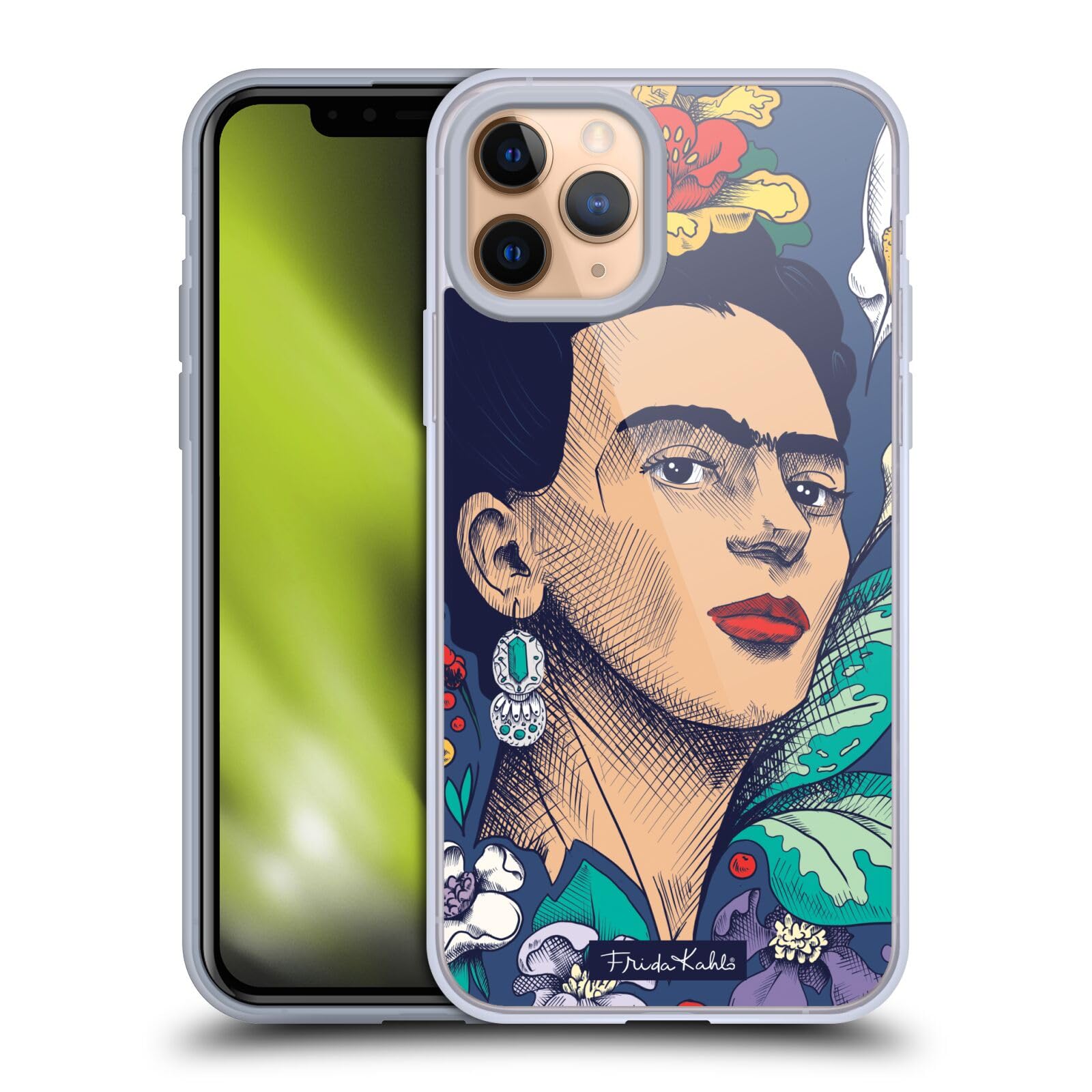 Official Frida Kahlo Flowers Sketch Soft Gel Case for Apple iPhone 11 Pro - Artistic Phone Cover for Women, Durable Protection with Stylish Design - Perfect Gift for Art Lovers & Frida Kahlo Fans