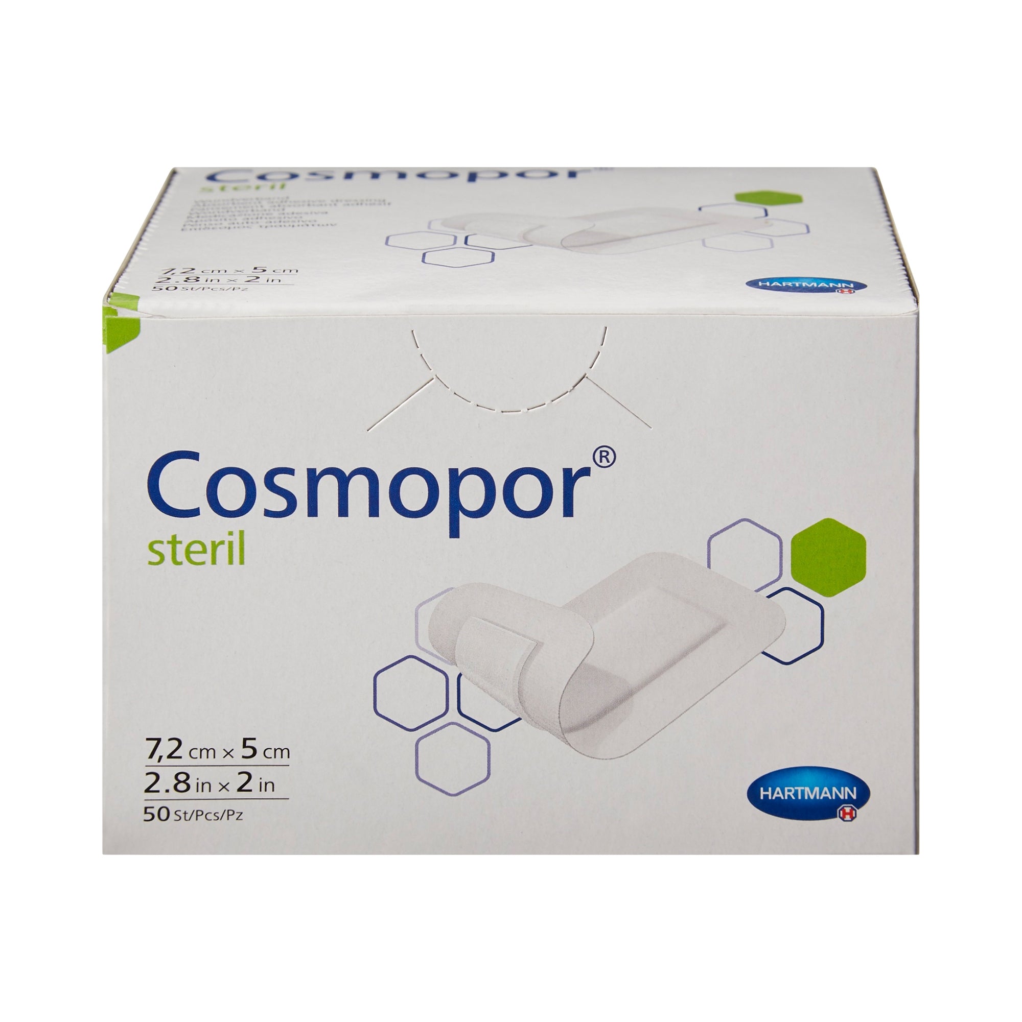 Cosmopore Sterile Wound Dressing 2.8 x 2 Inches - Latex Free Medical Bandage for First Aid, Post-Surgery Care & Minor Injuries