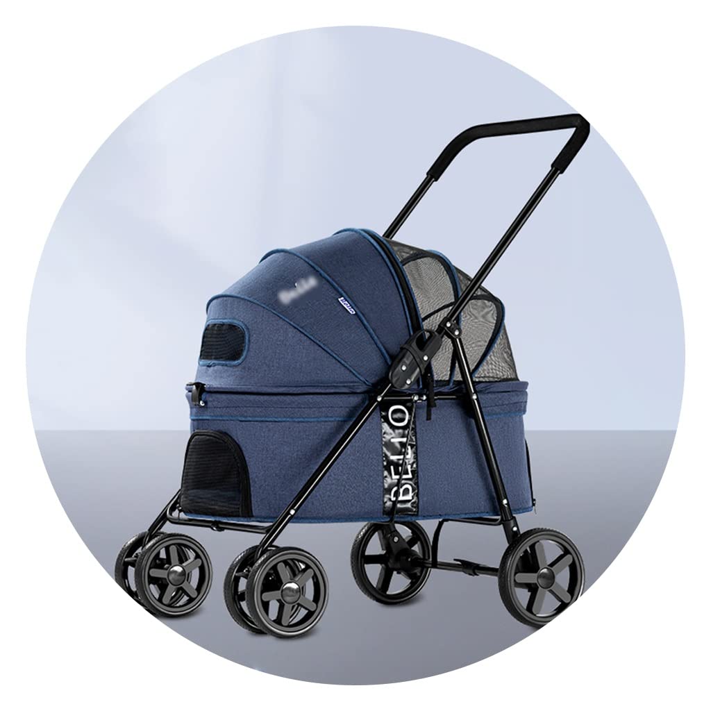 Foldable Pet Stroller for Dogs & Cats - Portable, Lightweight Travel Carrier with 360° Wheels (Blue, 79 x 58 x 100cm) - Perfect for Park Walks, Vet Visits & Shopping Trips