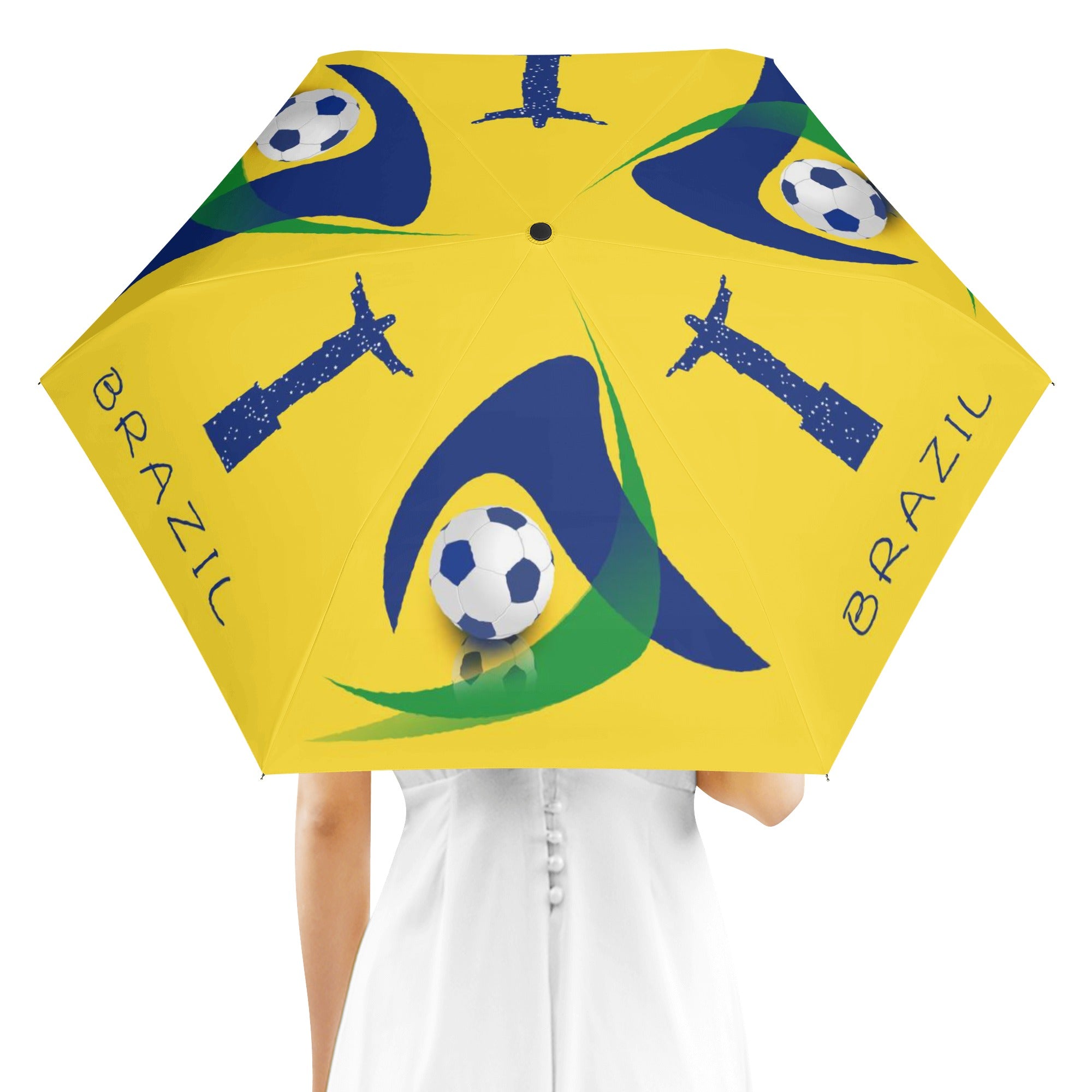 Custom Printed Umbrella with All Over Design - Waterproof & Windproof - Perfect for Brazil Travel, Beach, and Outdoor Events