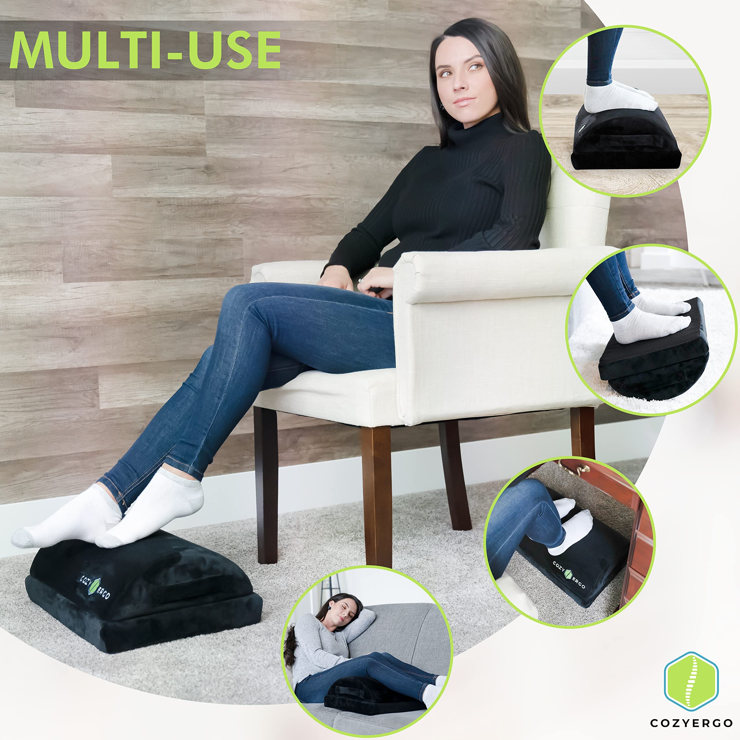 Ergonomic Adjustable Under Desk Foot Rest for Office & Home - Relieves Knee & Back Pain - Supports Swollen Ankles & Improves Posture - Perfect for Workstations, Gaming & Home Office Use
