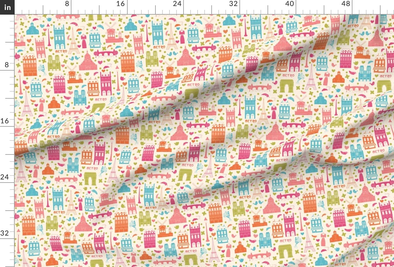 Paris French Trip House Printed Minky Fabric by The Yard - Soft Plush Fabric for Sewing Baby Blankets, Quilt Backing & DIY Plush Toys - Home Decor & Nursery Projects