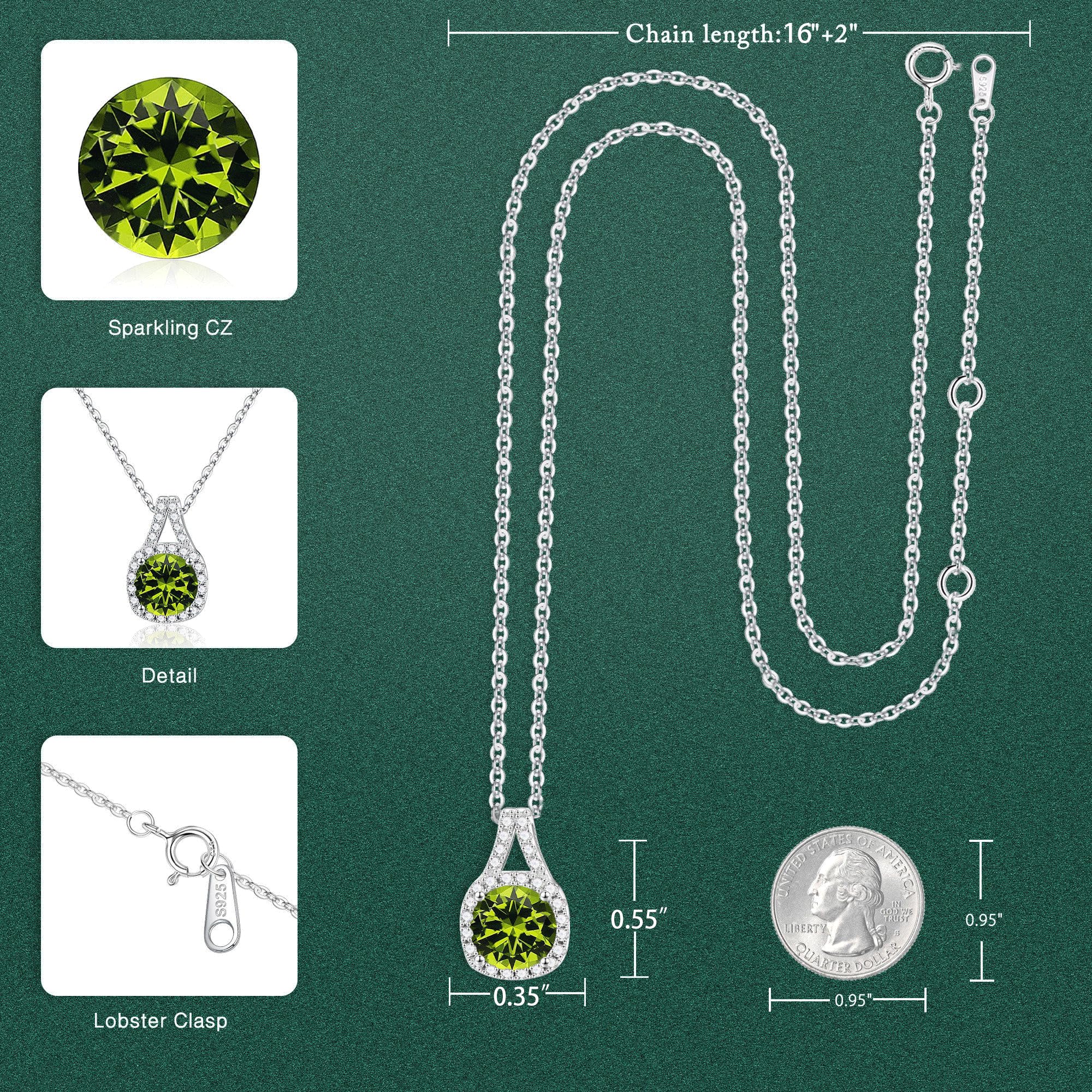 925 Sterling Silver Necklace for Women - Sparkling Birthstone Pendant Jewelry | Elegant Gift for Anniversary, Birthday, Mother's Day | Perfect for Her, Wife, Mom & Best Friend | Ideal for Date Nights, Special Occasions & Everyday Wear